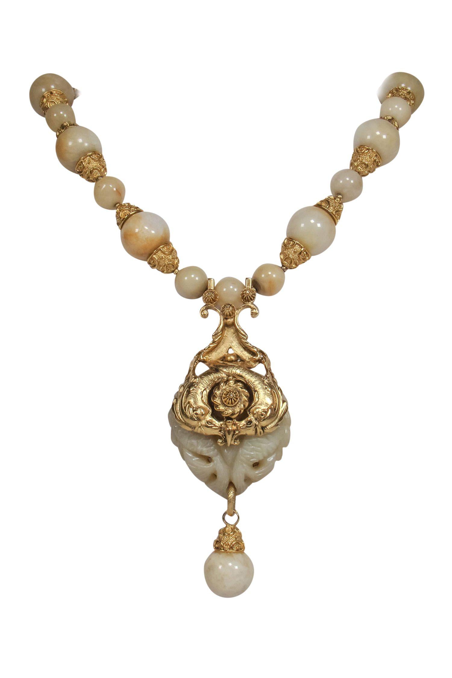 Jose & Maria Barrera - Stunning Gold-Toned Bauble Necklace with Bird Pendant