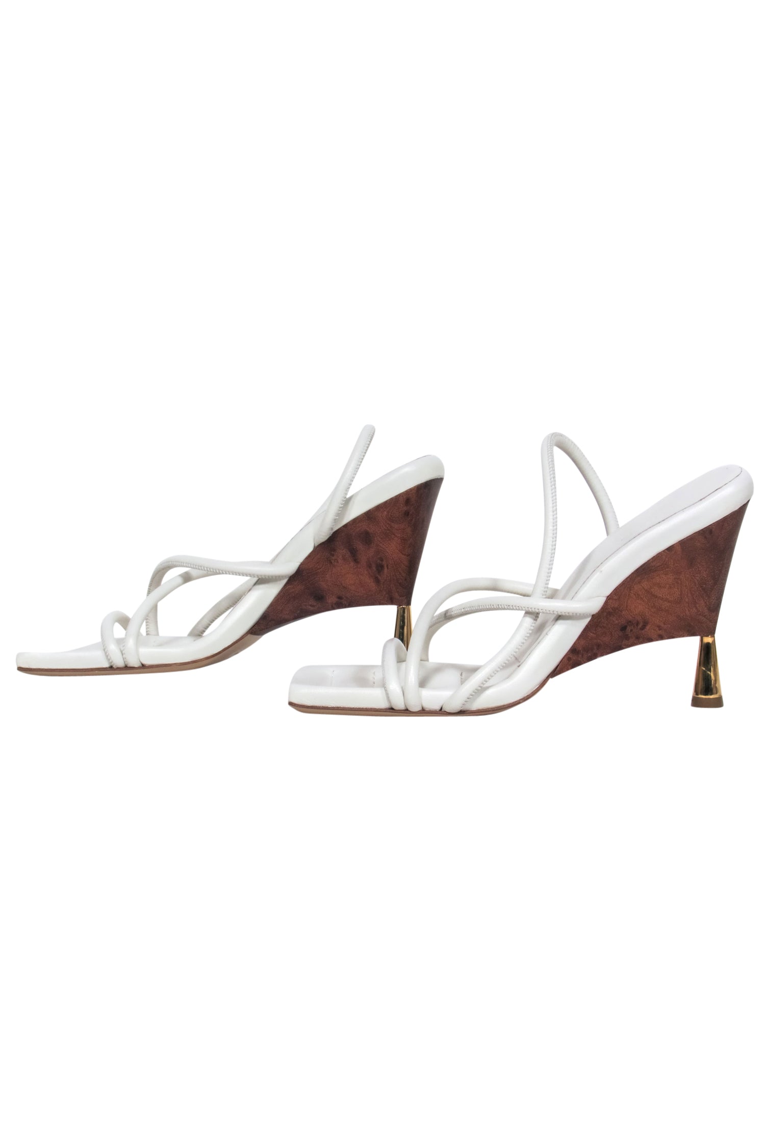 Gia Borghni - Stunning White Strappy Sosie 2 Pumps with Wood Heel, Size 8.0