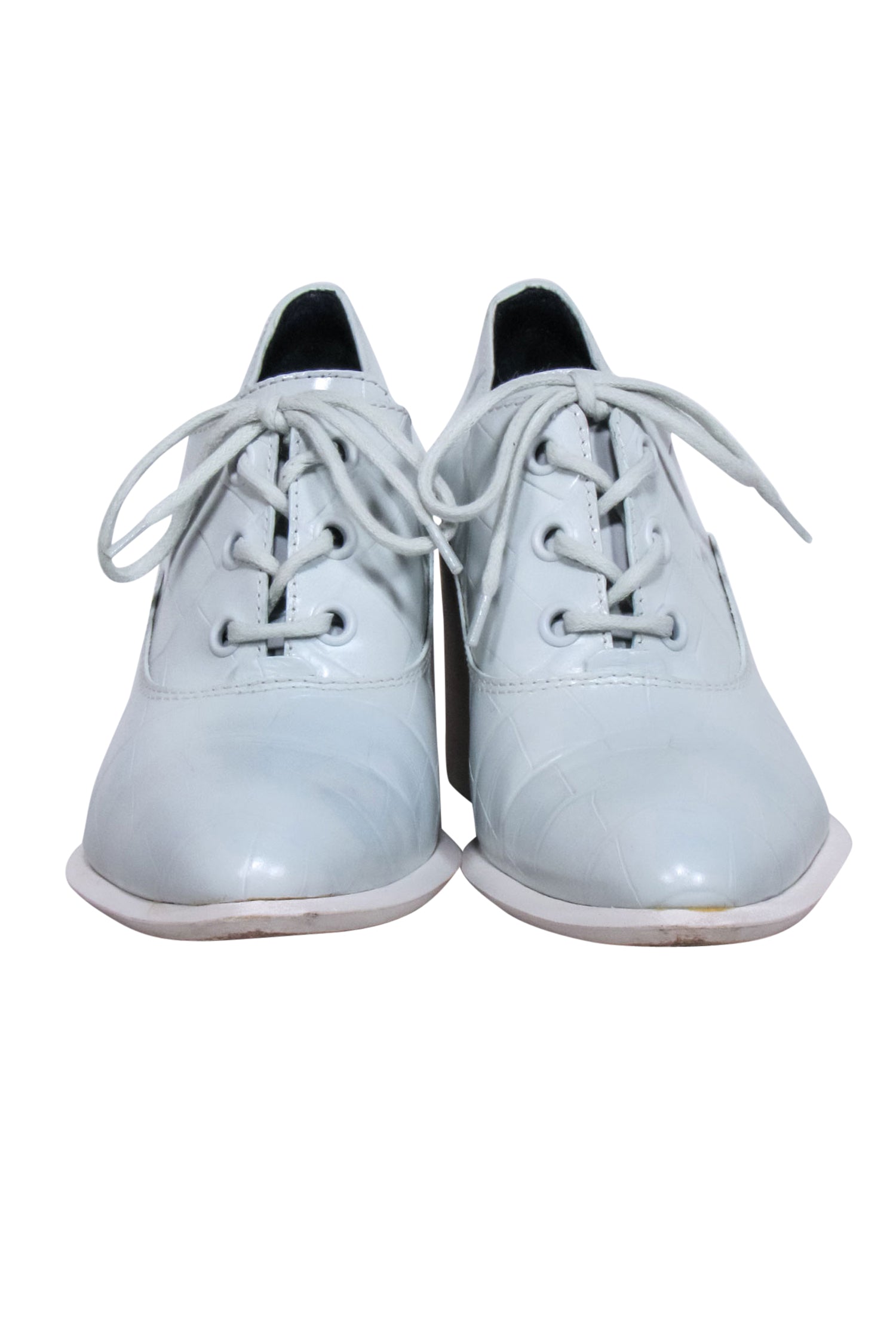 Celine Blue Reptile Embossed Lace - Up Heels: Size 8 Fashion Statement