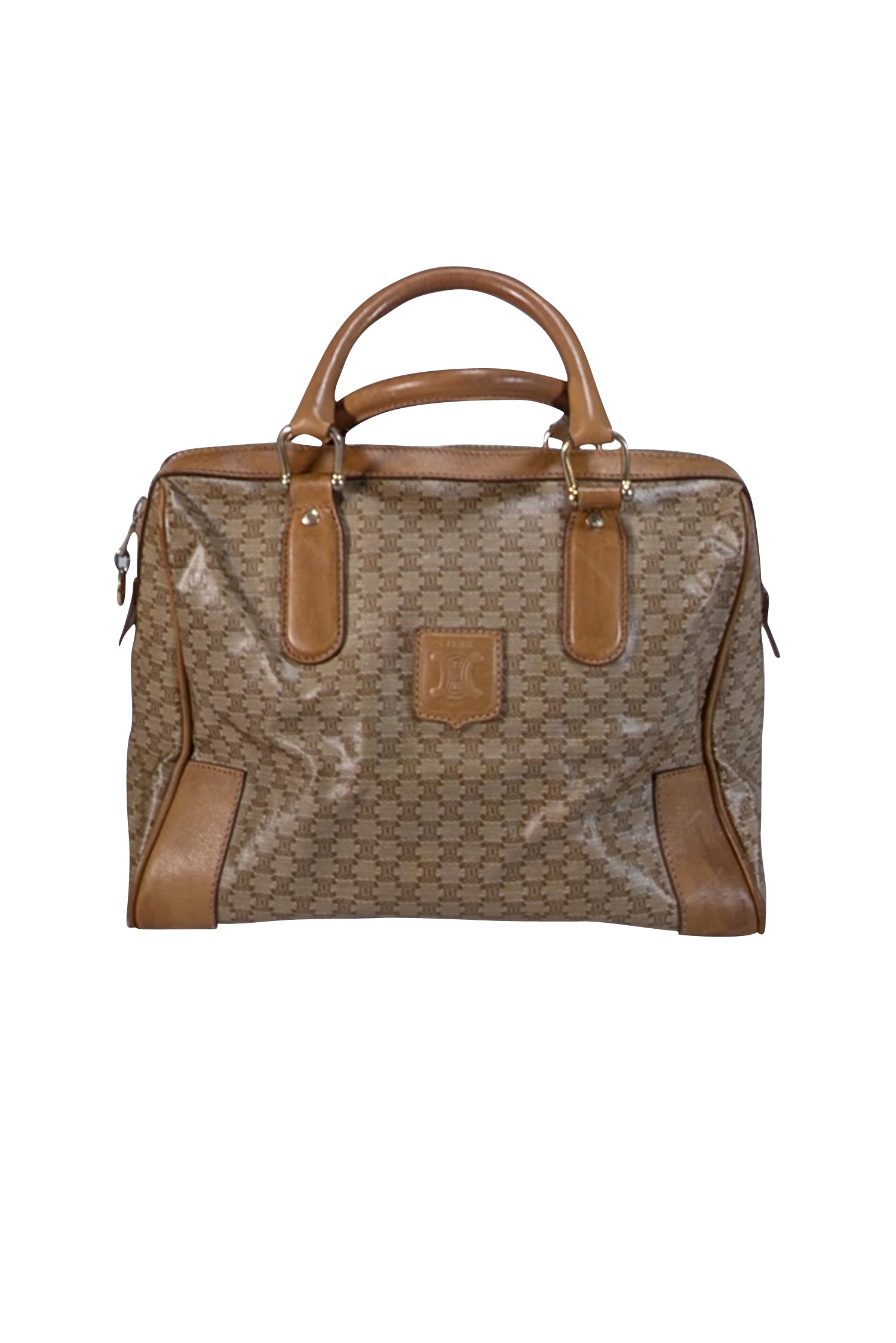 Celine Beige & Tan Monogram Macadam Boston Bag - A Fashion Must-Have