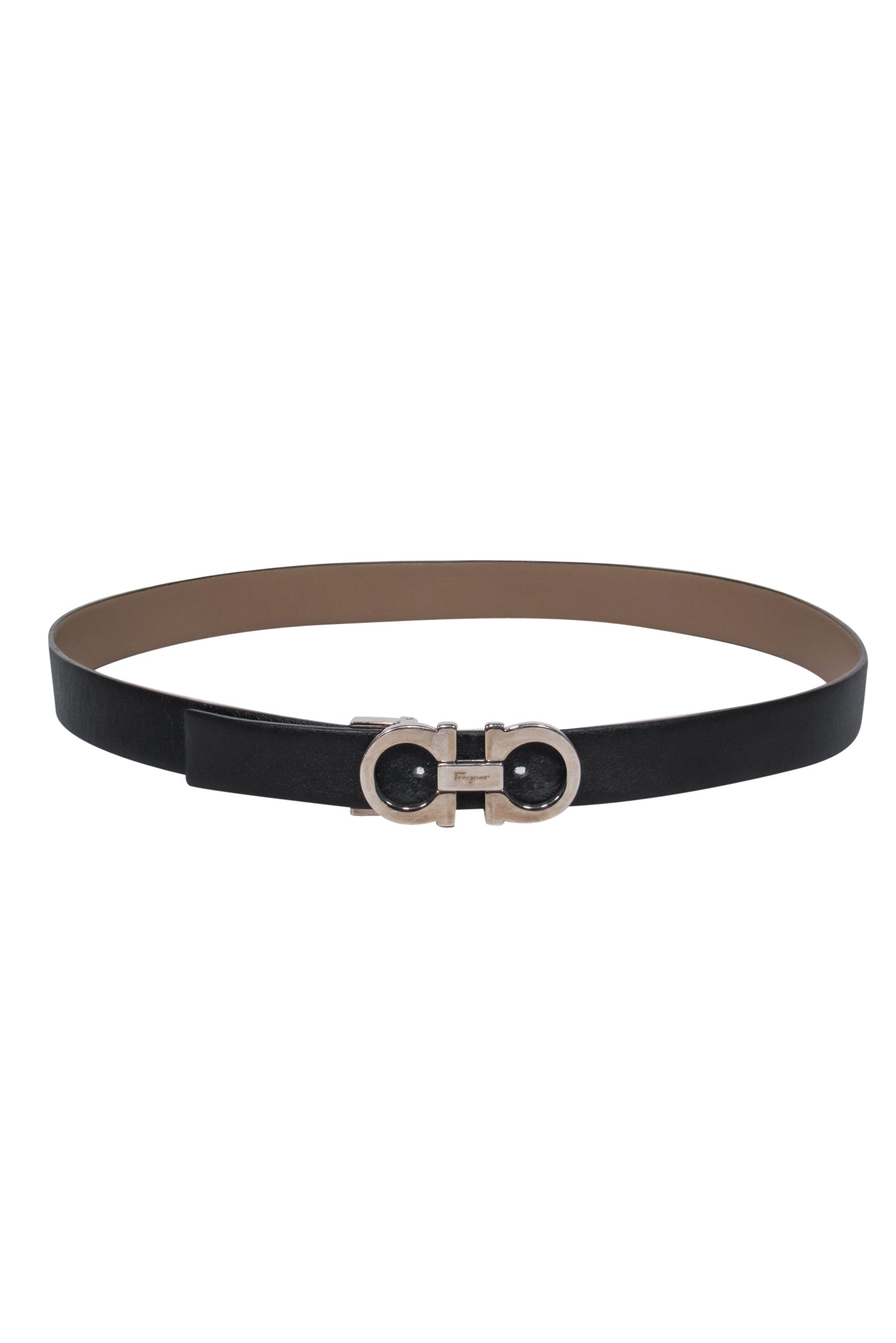 Ferragamo Luxury Black Smooth Leather Belt with Stunning Logo Buckle