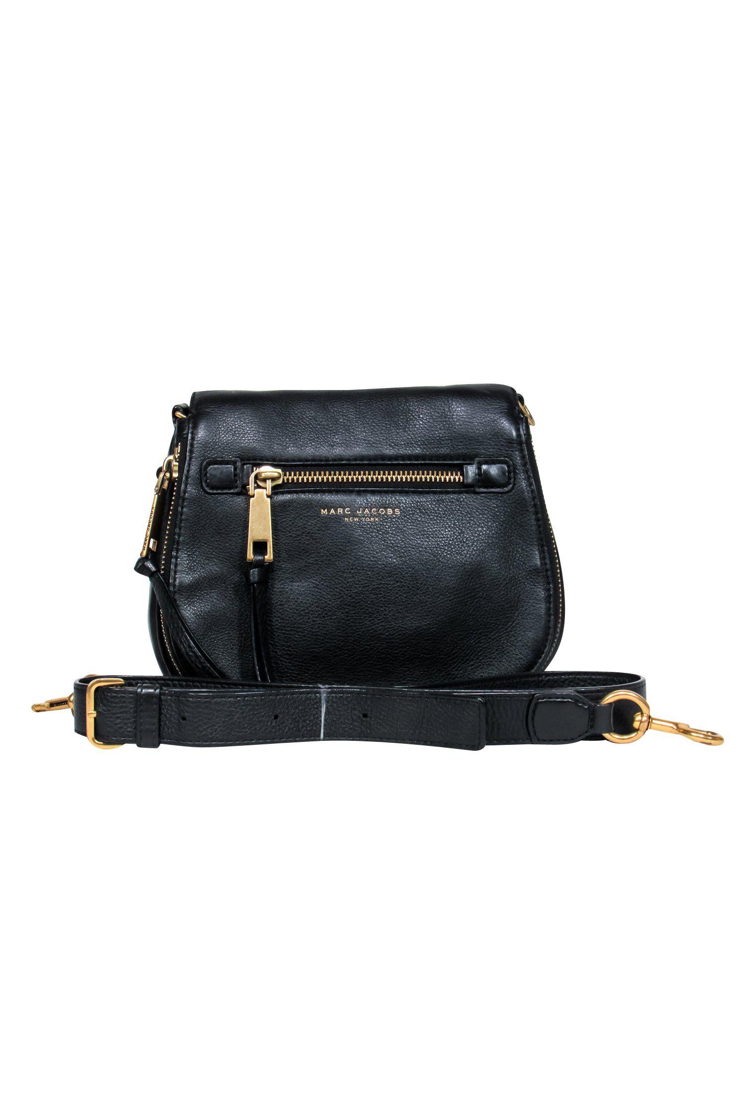 Marc Jacobs' Stunning Black Pebbled Leather Zip - Around Saddle Crossbody Bag