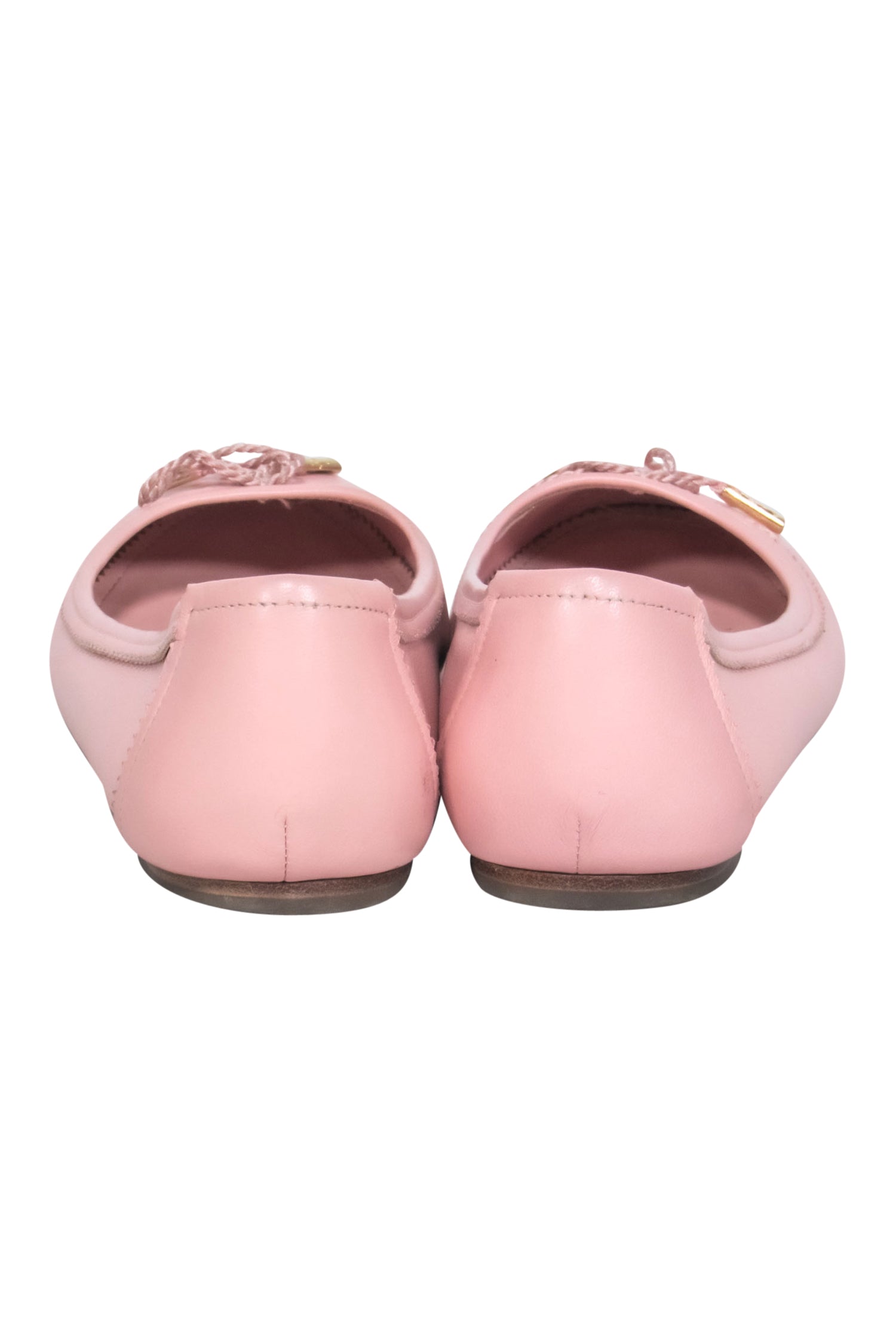 Ferragamo Pink Ballerina Flats with Twisted Rope Bow - Size 6