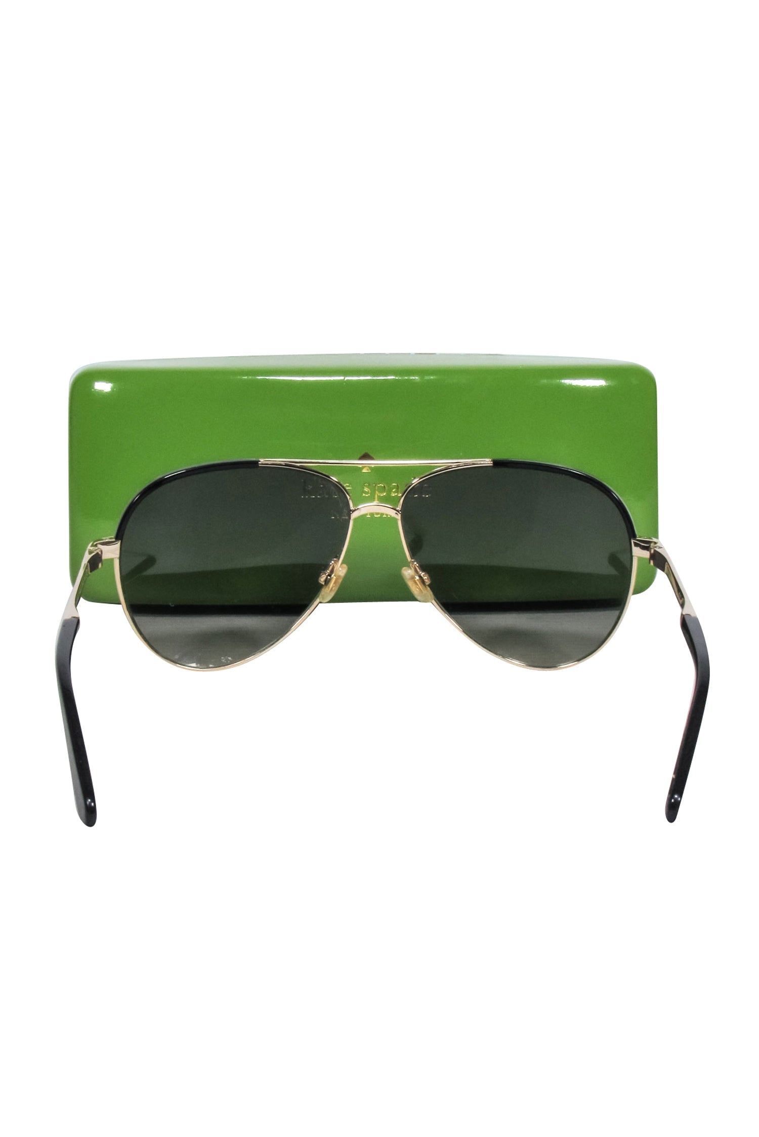 Kate Spade Gold Aviator Sunglasses: Sleek Style with Black Trim and Dark Lenses