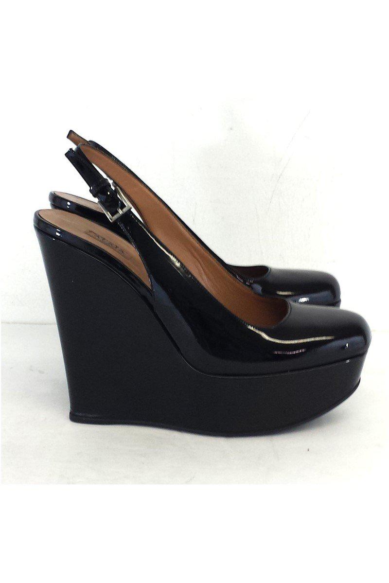 Stunning Alaia Black Patent Leather Platform Wedges - Size 8!