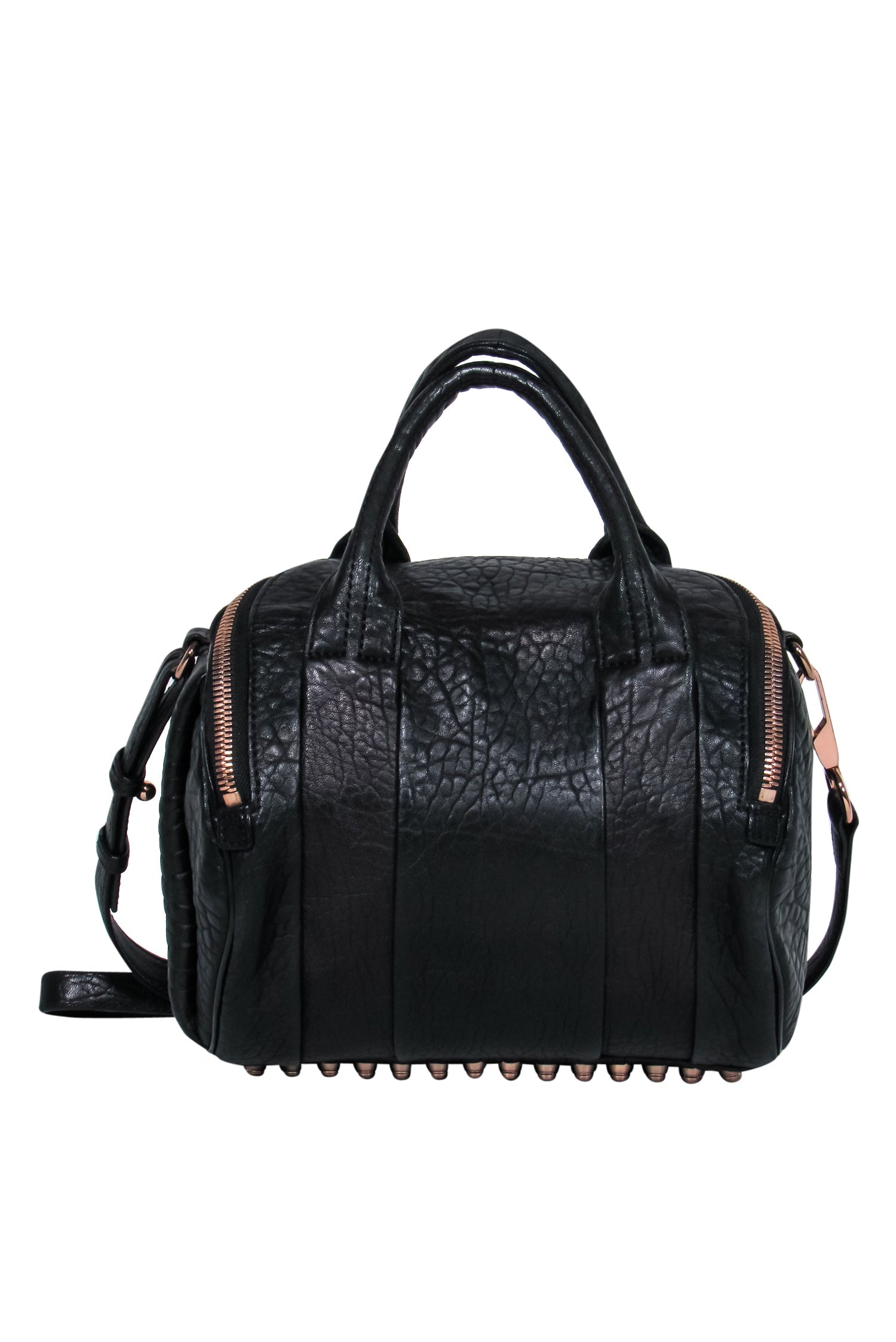 Alexander Wang's Edgy Black Pebbled Leather Convertible Studded Satchel