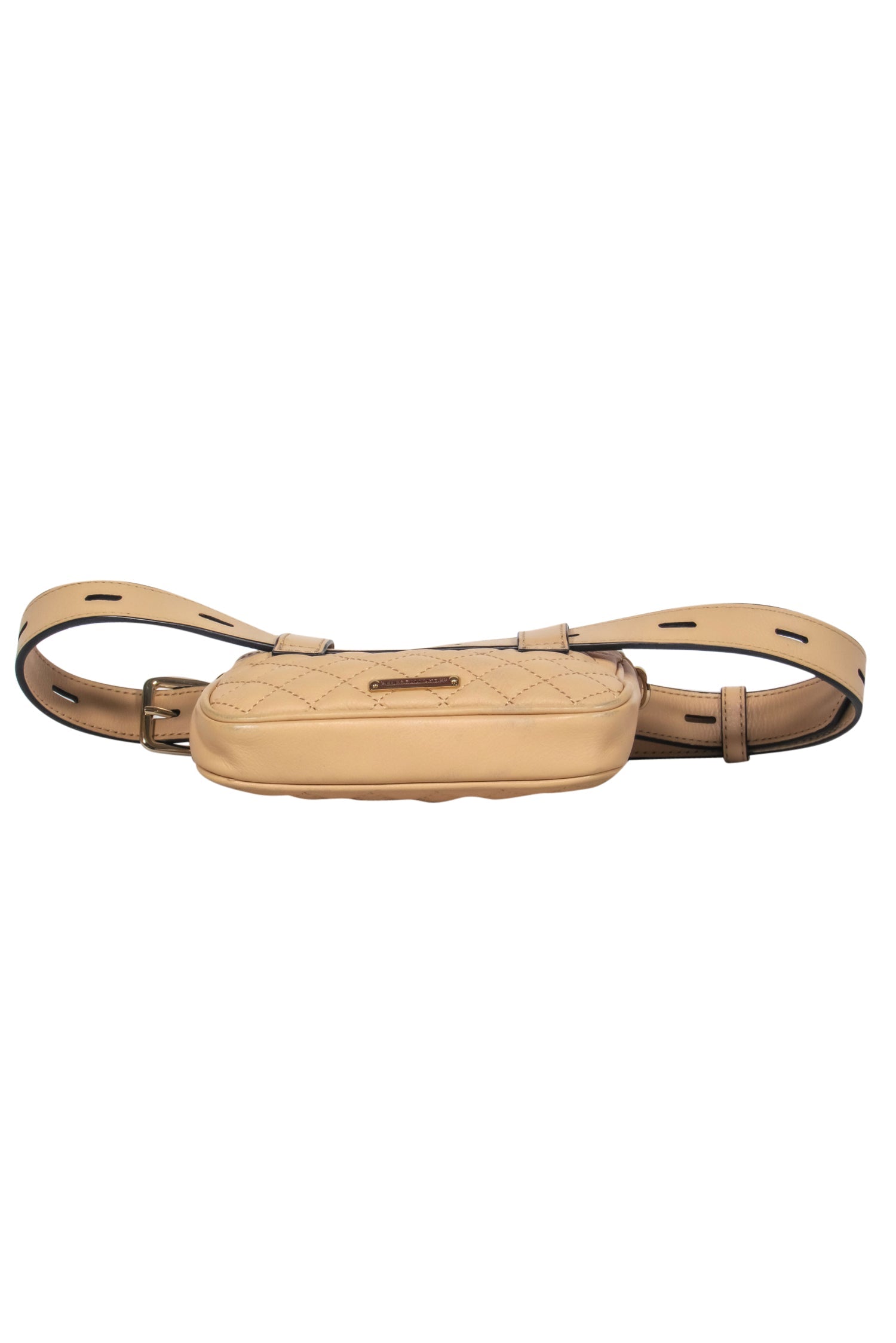 Rebecca Minkoff - Stunning Light Tan Quilted Leather Belt Bag with Gold Chain