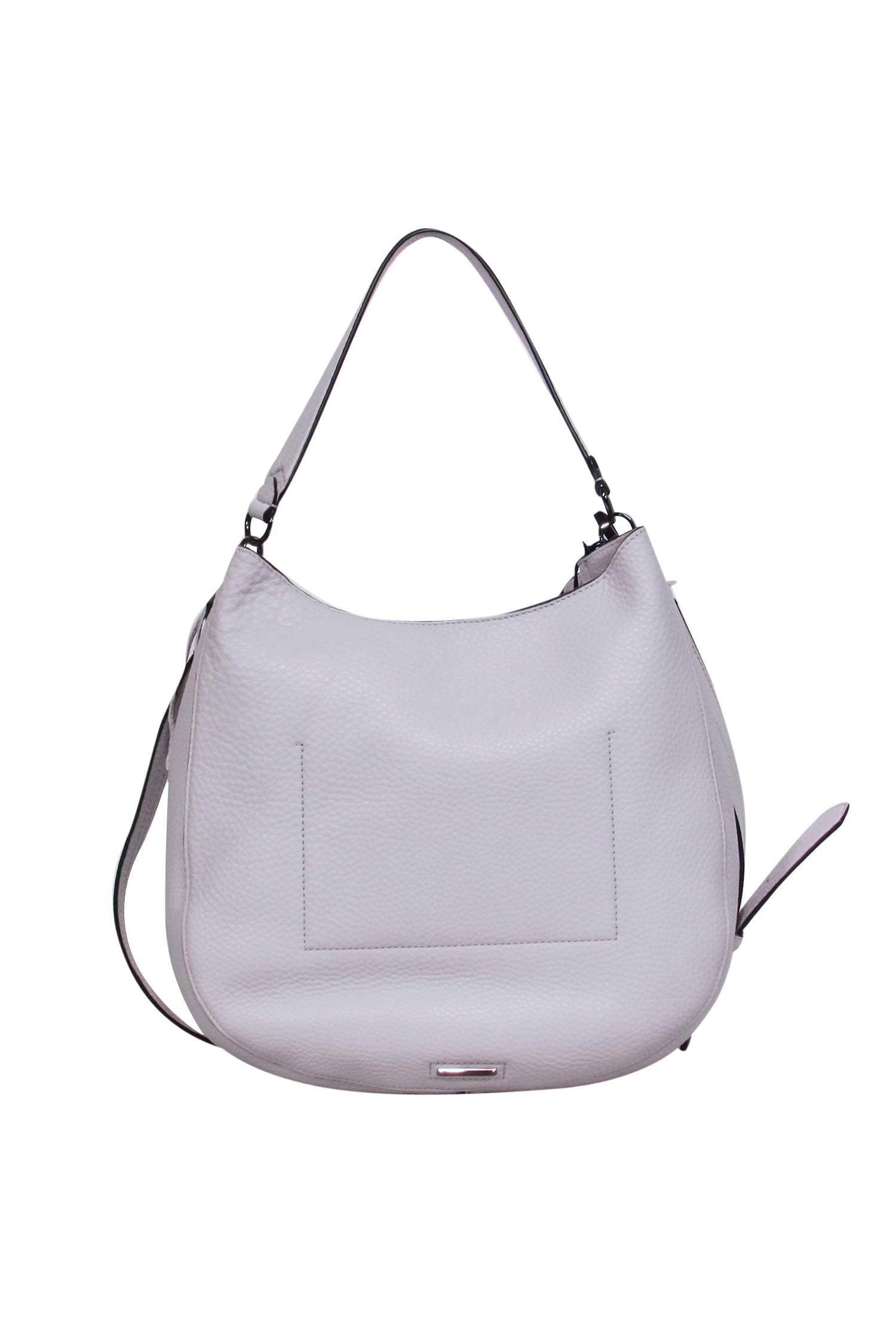 Rebecca Minkoff's Stylish Grey Pebbled Leather Hobo Bag with Detachable Shoulder Strap