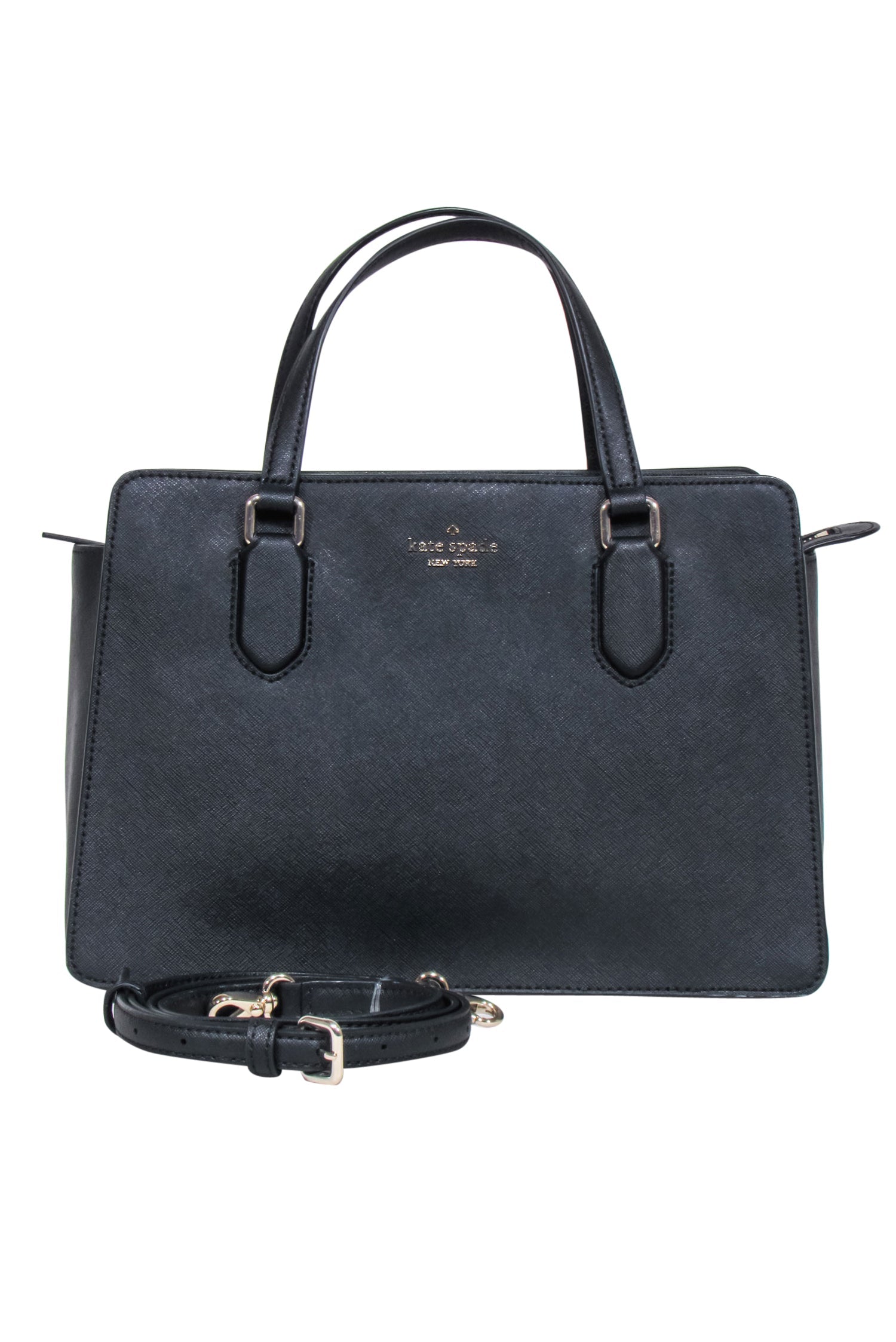 Kate Spade's Alluring Black Top Handle Satchel with Detachable Strap
