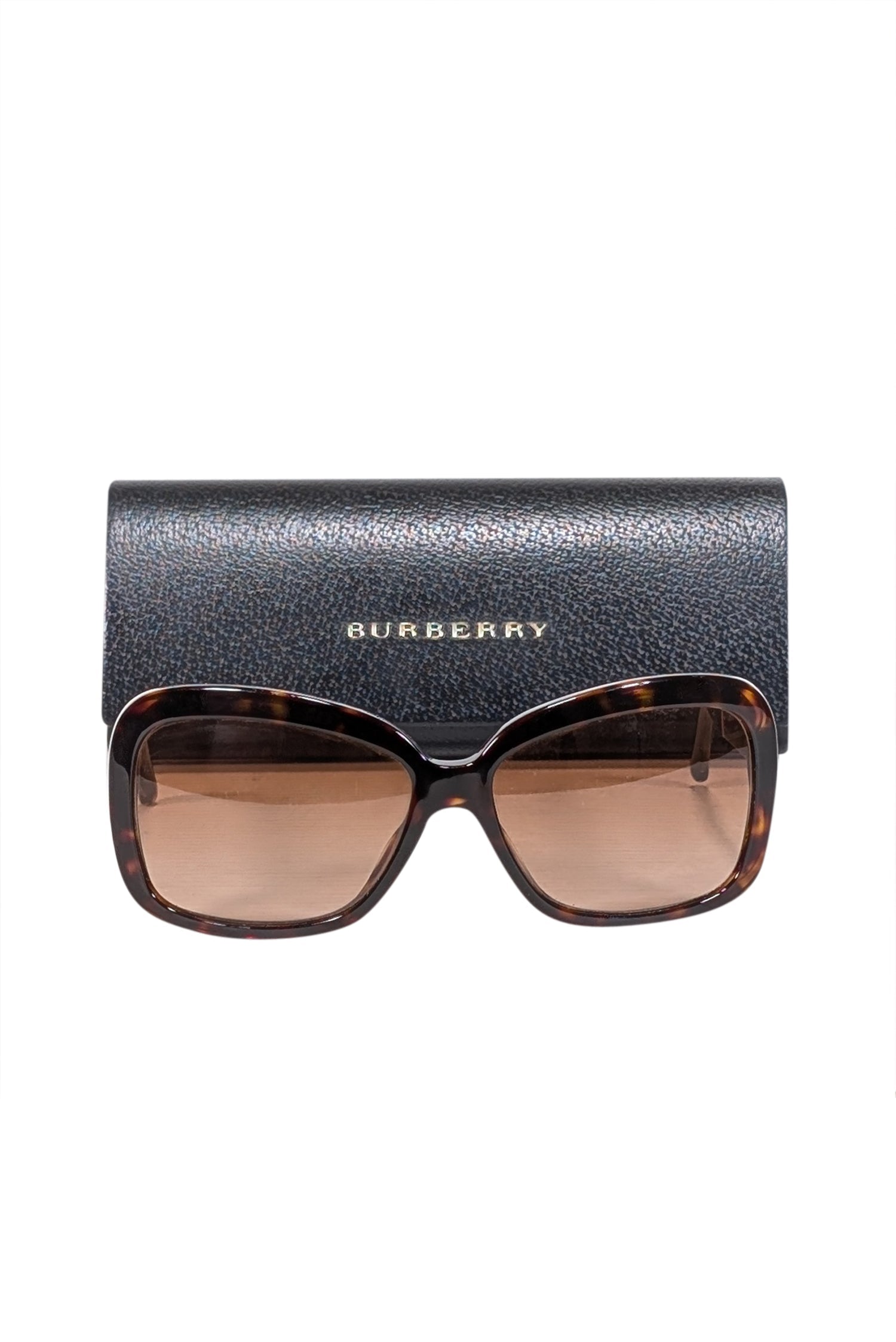 Burberry's Stylish Brown Rounded Square Sunglasses with Signature Plaid Sides