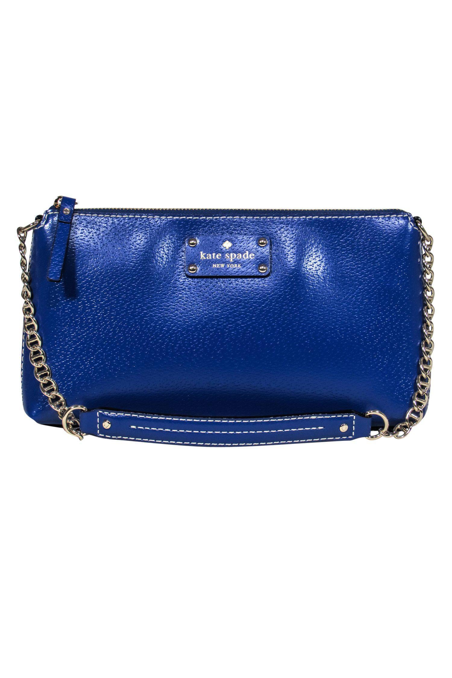 Kate Spade Royal Blue Smooth Leather Chain-Strap Baguette Bag - Irresistible Downtown Chic!