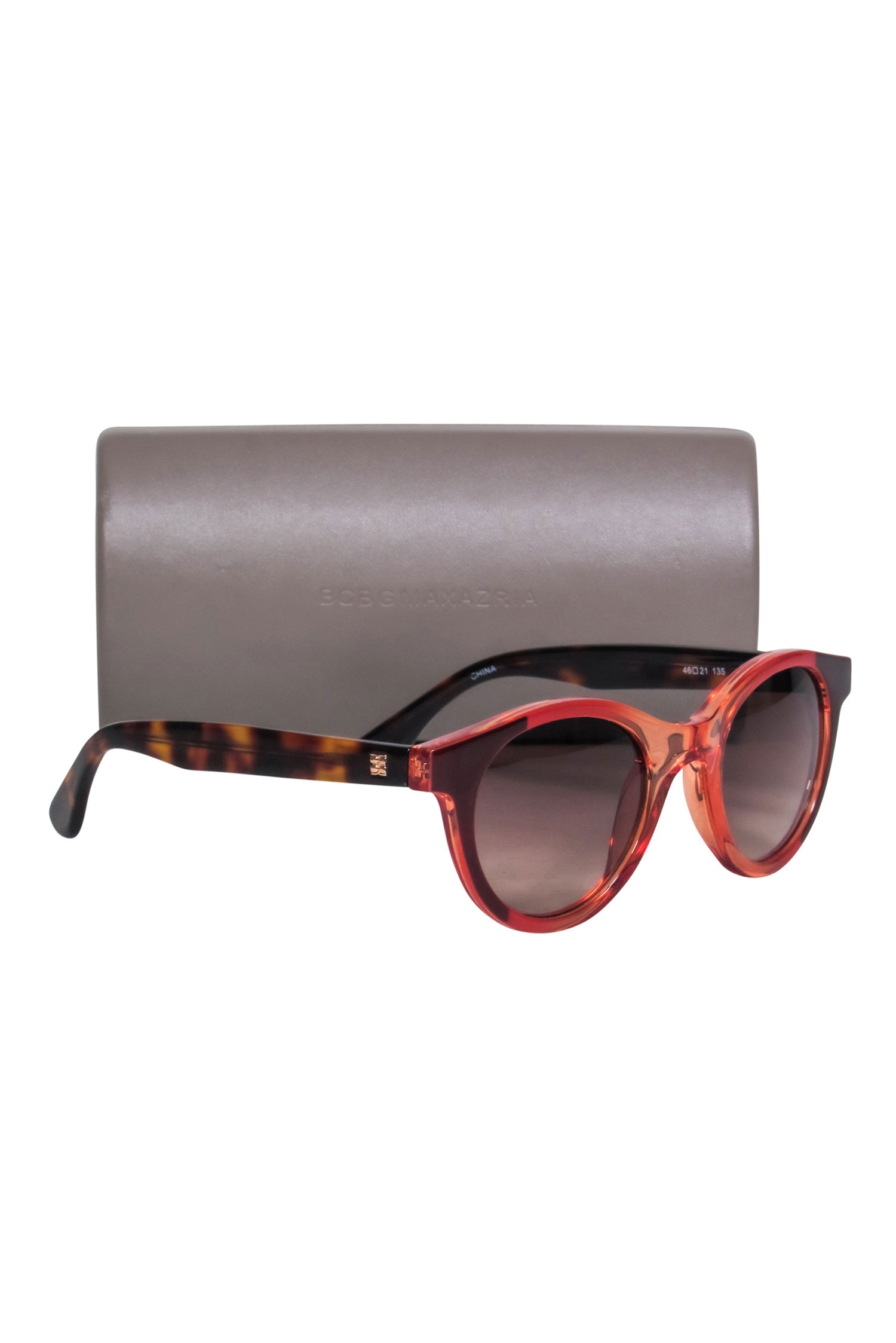 BCBG Max Azria - Stunning Red Orange Color - Block Small Round Sunglasses