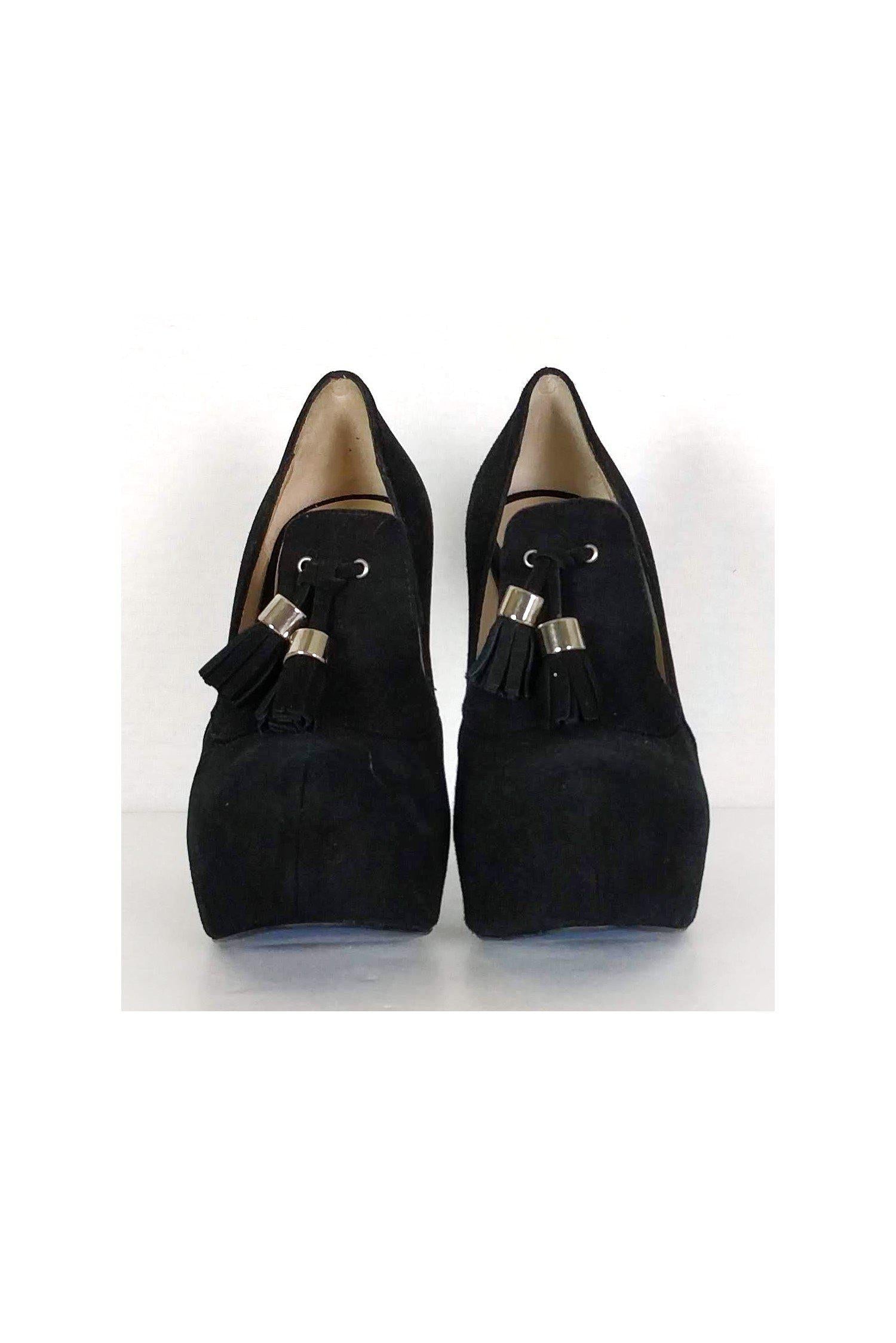 Dee Keller's Stunning Black Suede Platforms - Size 7.5
