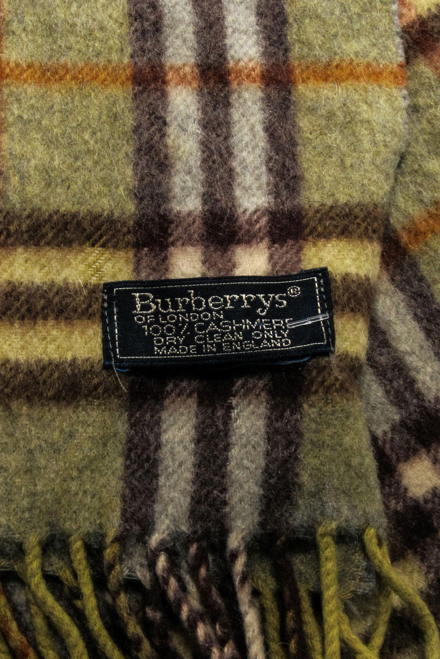 Burberry's Luxurious Green & Brown Plaid Cashmere Scarf