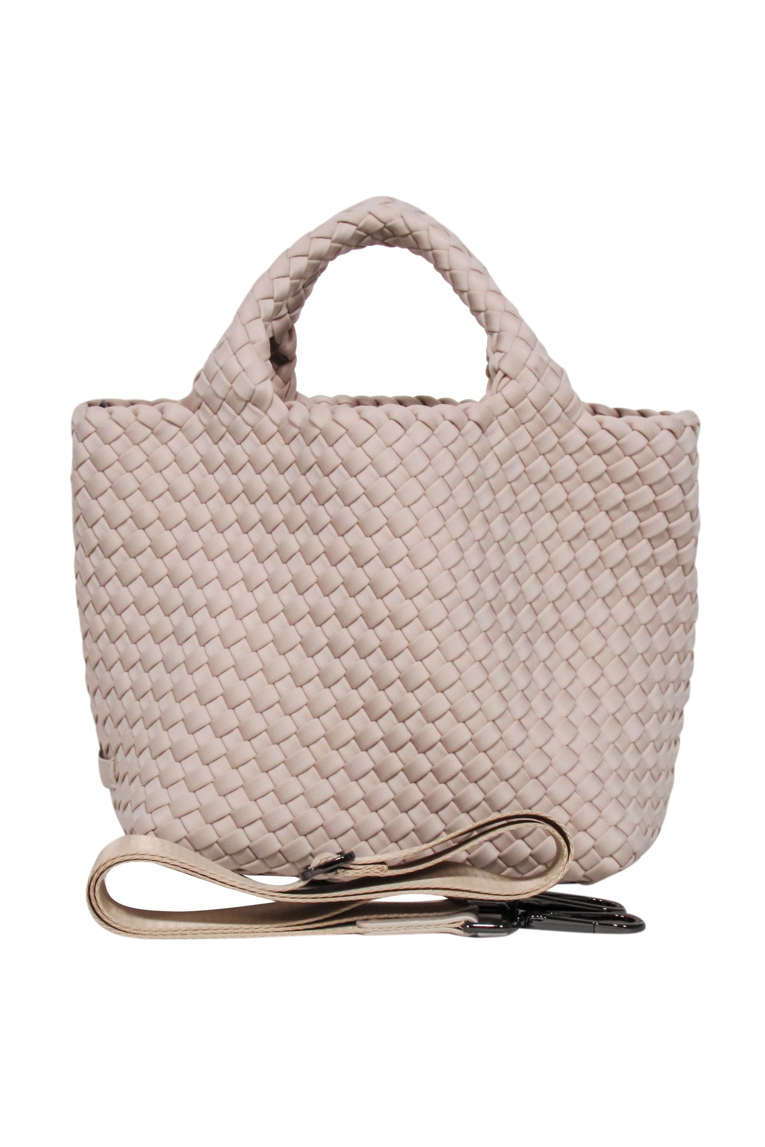 Naghedi Beige Tropical Woven Top - Handle Bag with Detachable Strap