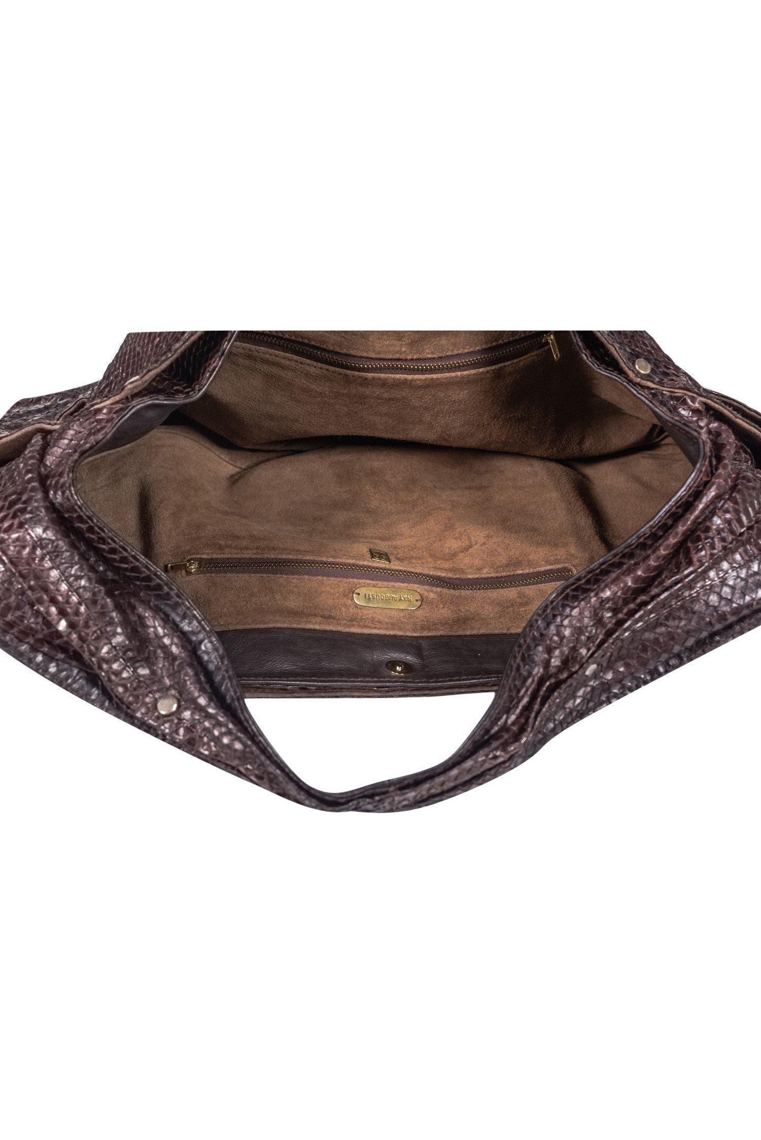 R&Y Augousti - Stunning Dark Brown Large Snakeskin Hobo Tote