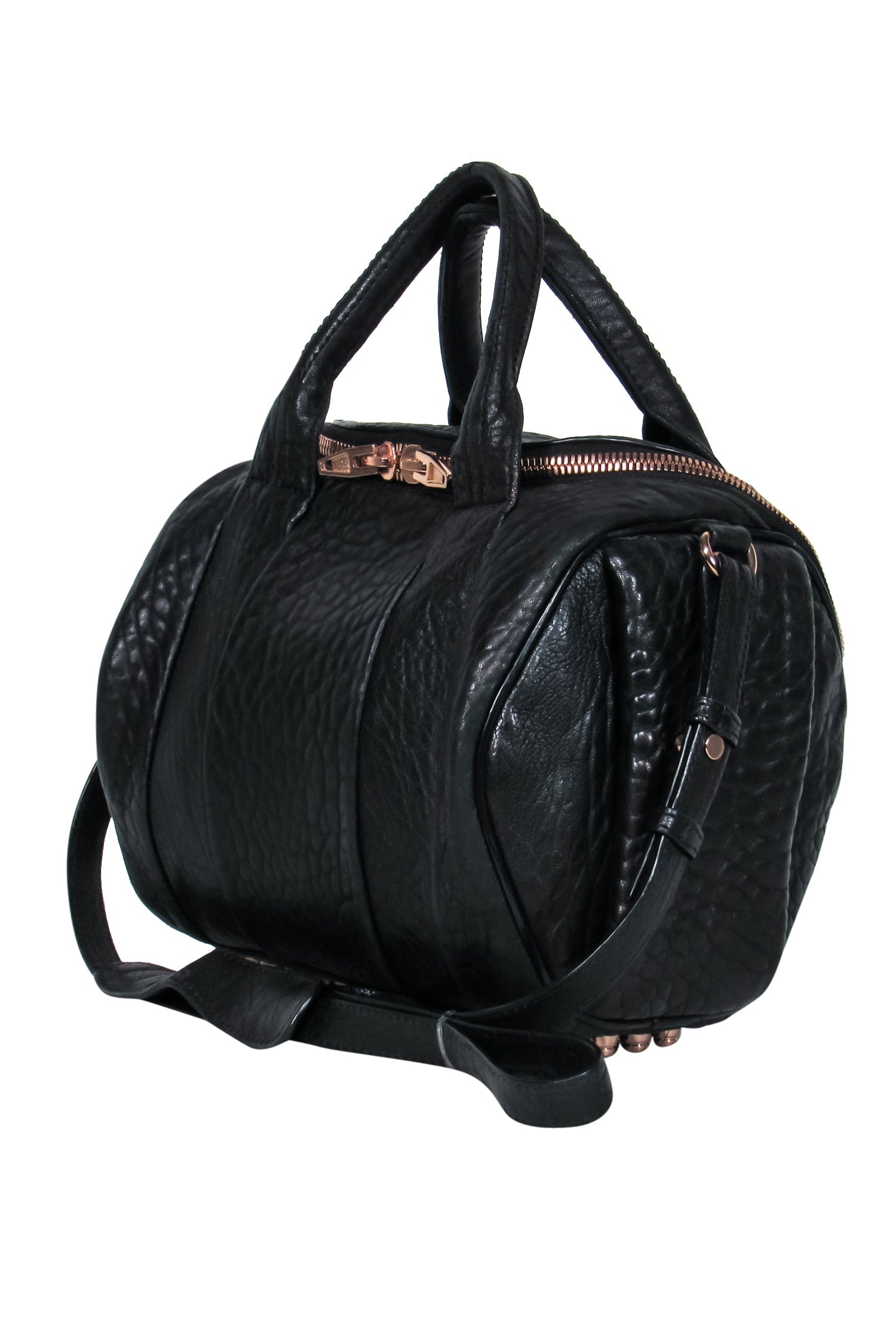 Alexander Wang's Edgy Black Pebbled Leather Convertible Studded Satchel