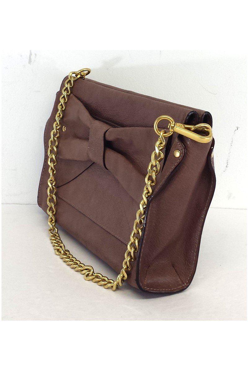 Nanette Lepore's Charming Mauve Leather Bow Shoulder Bag - A Must-Have!