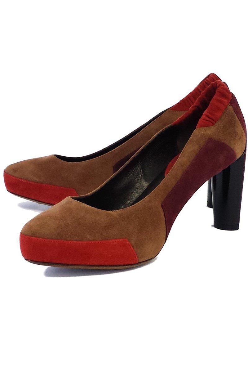 Gorgeous Celine Taupe & Coral Colorblock Suede Heels - Size 8.5, Grab Yours Now!