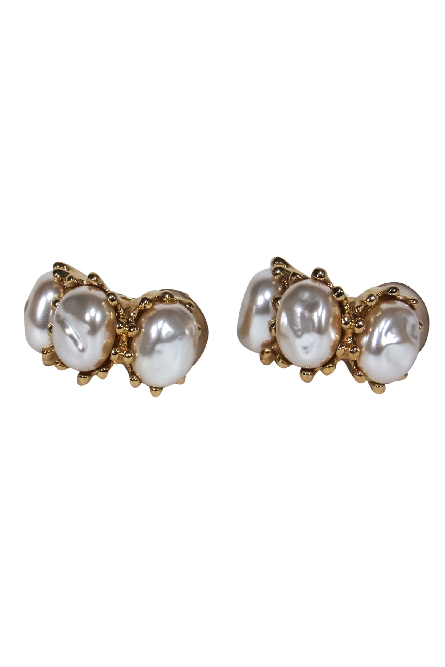 St. John's Enchanting Gold & Faux Pearl Clip-On Hoop Earrings