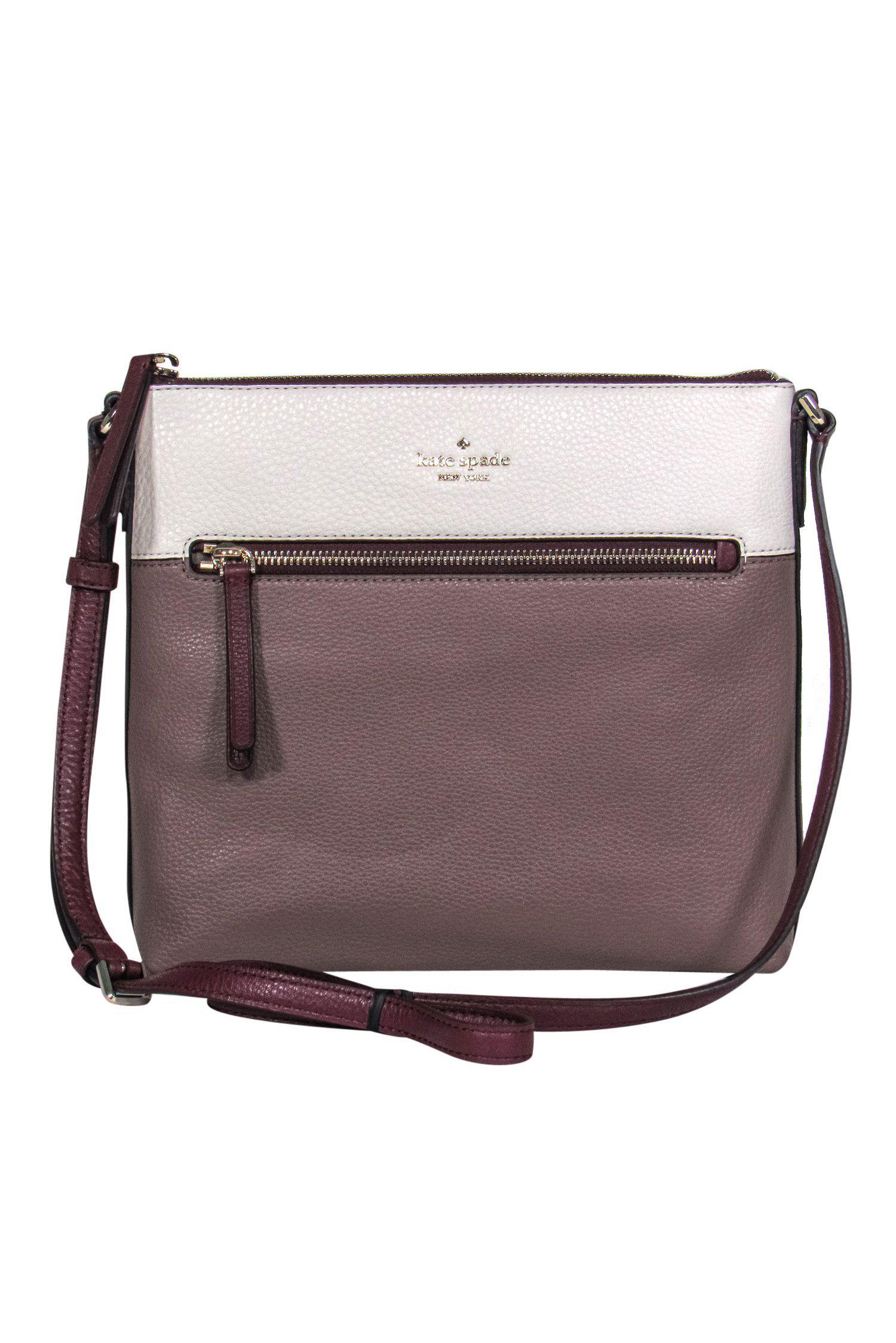 Kate Spade's Stunning Beige, Burgundy & White Leather Jackson Crossbody