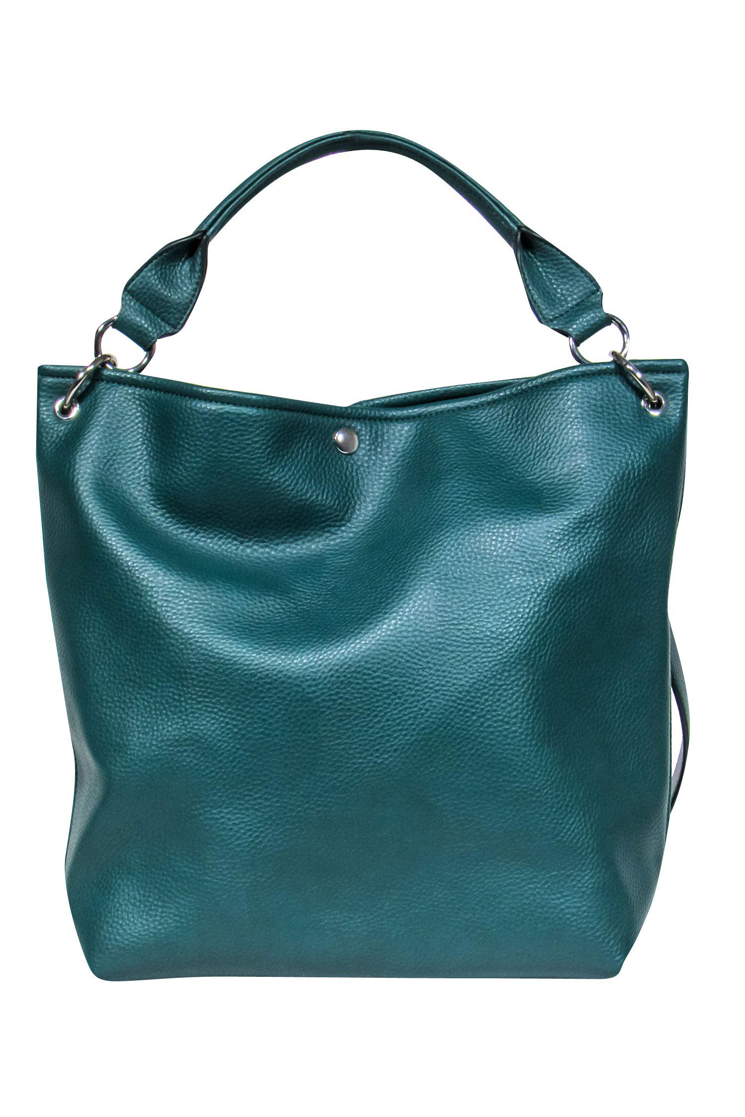 Adolfo Dominguez Emerald Green Convertible Pebbled Leather Tote - A Fashion Essential