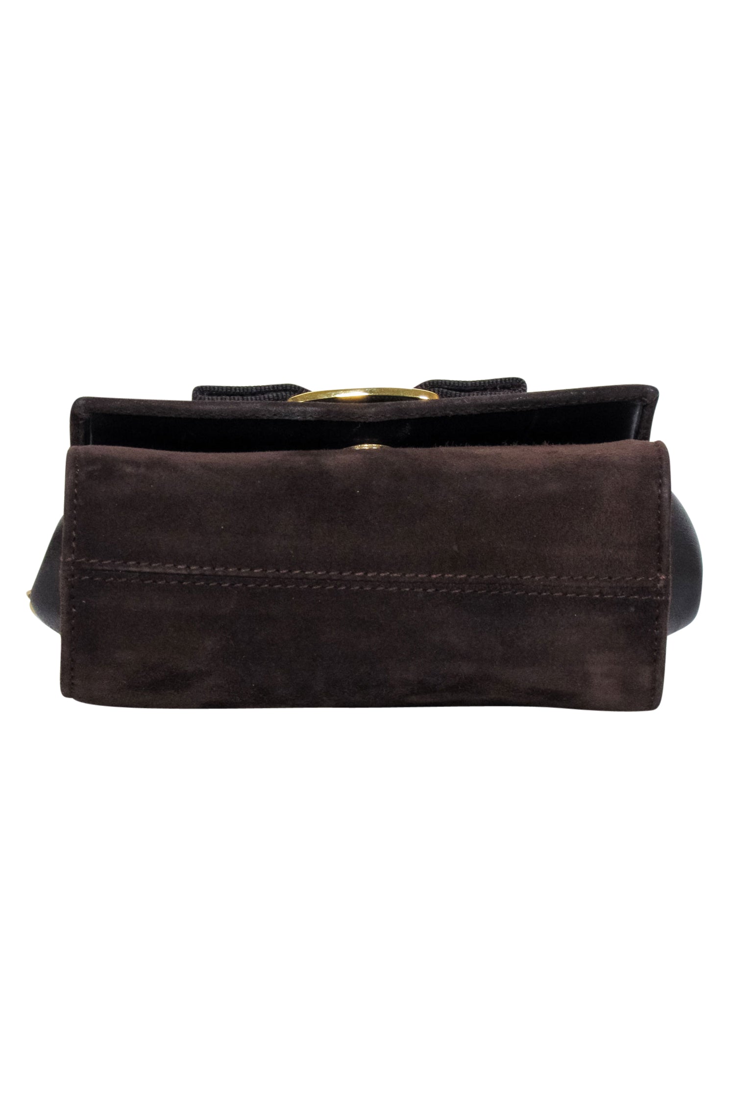 Ferragamo Brown Suede Mini Bag with Stunning Gold Chain Strap