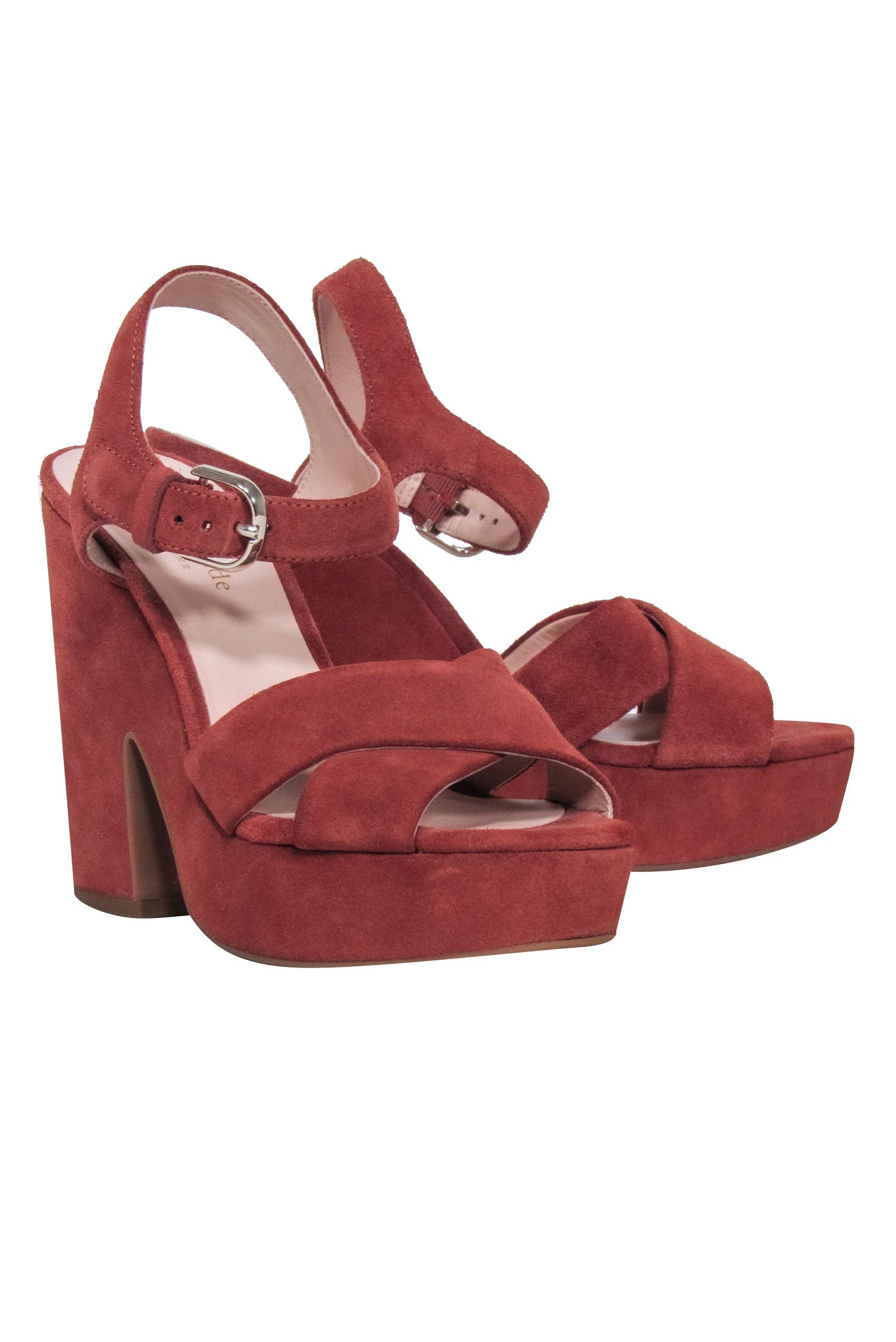 Kate Spade Rust Brown Suede Open-Toe Platform Heels - Size 7 - Perfect for Festivals!