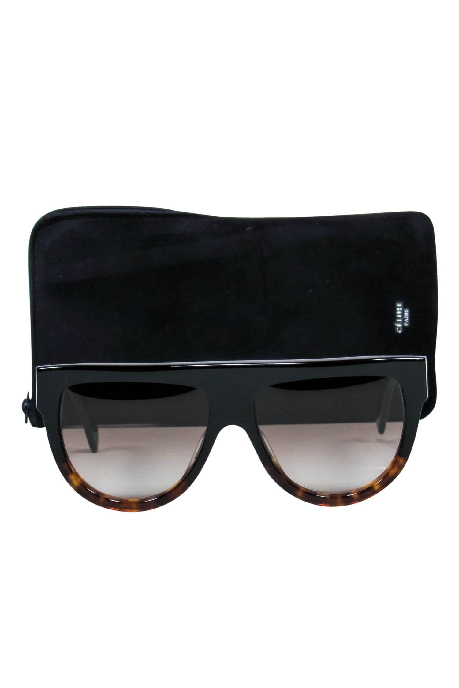 Celine's Stunning Black & Brown Gradient Shield Sunglasses