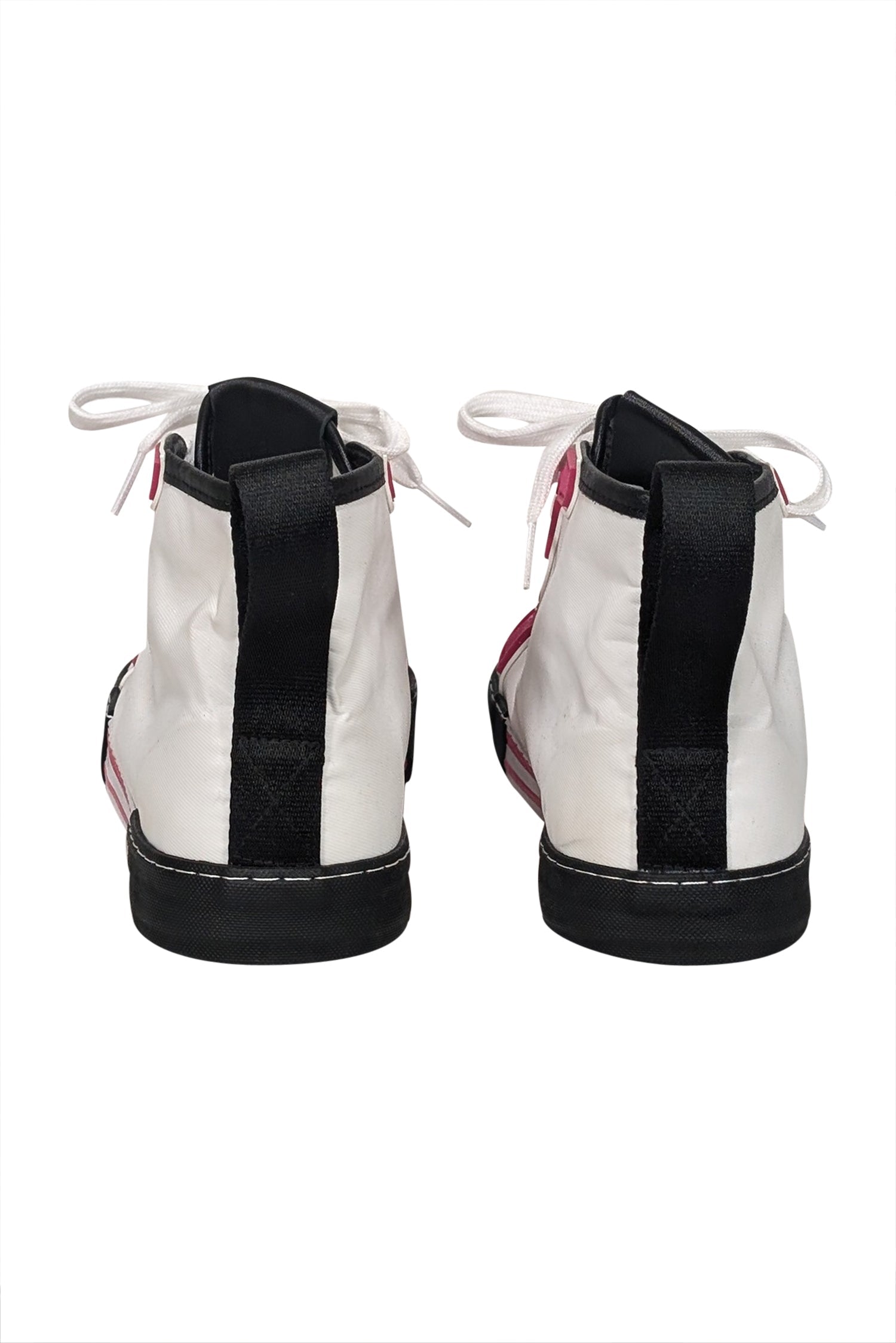 Moschino Stylish White, Pink & Black High - Top Sneakers - Size 11