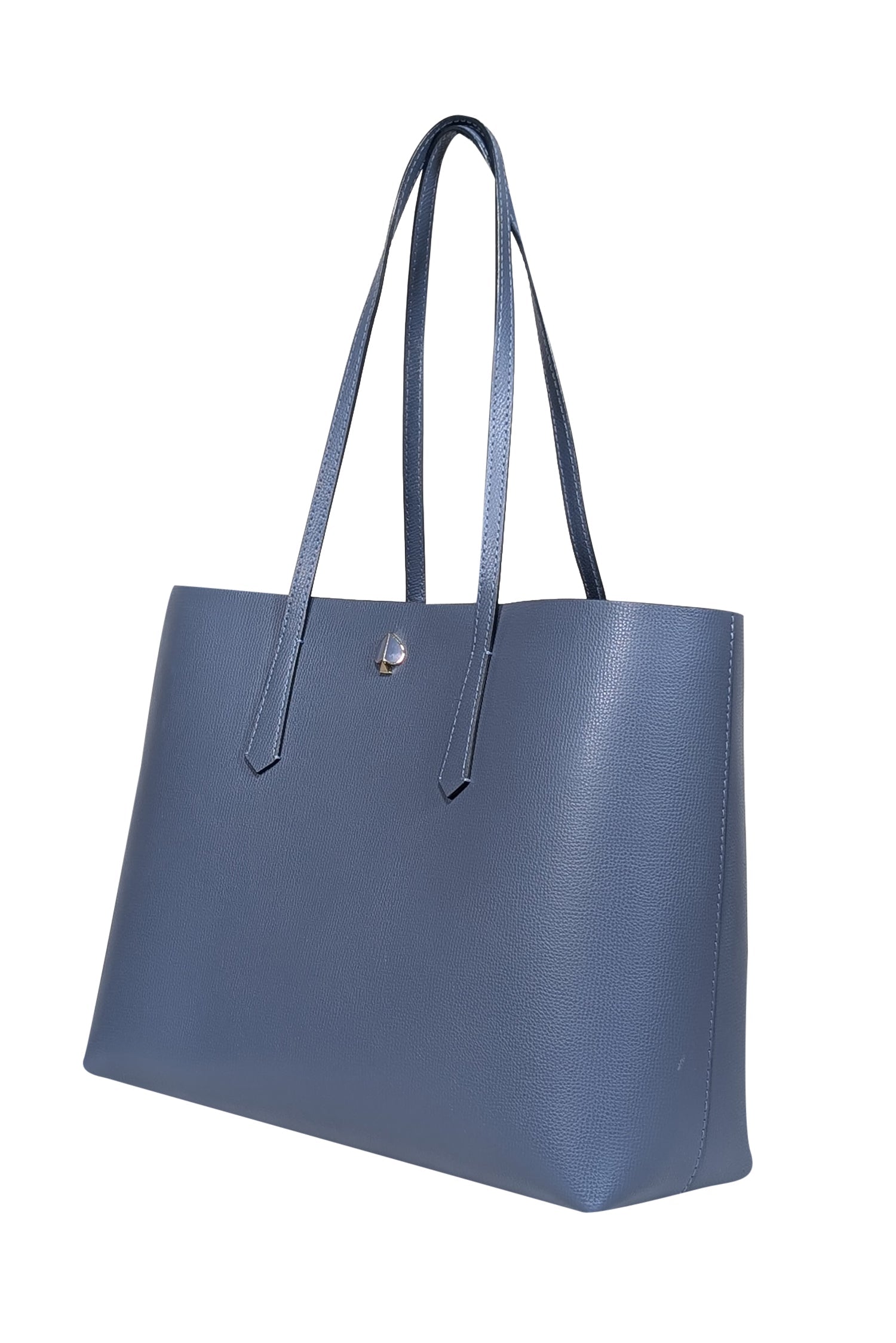 Kate Spade's Stylish Blue Leather Tote Bag with Metallic Leather Pouch