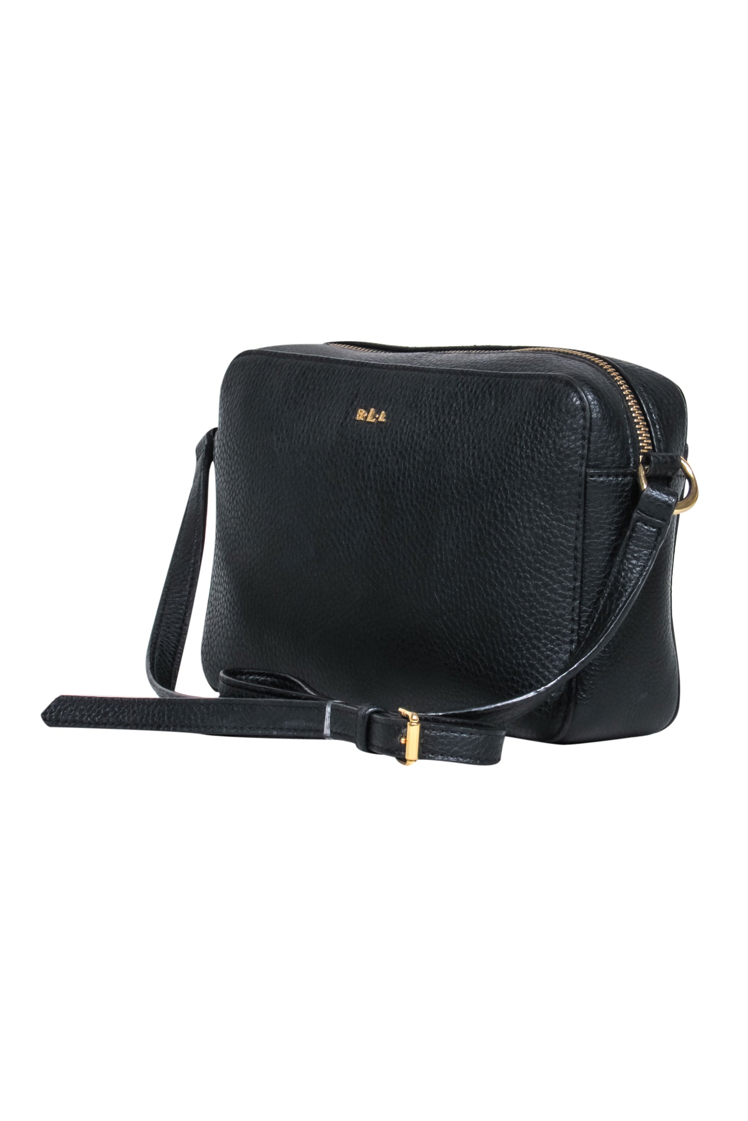 Lauren Ralph Lauren - Stylish Black Pebbled Faux Leather Crossbody Bag