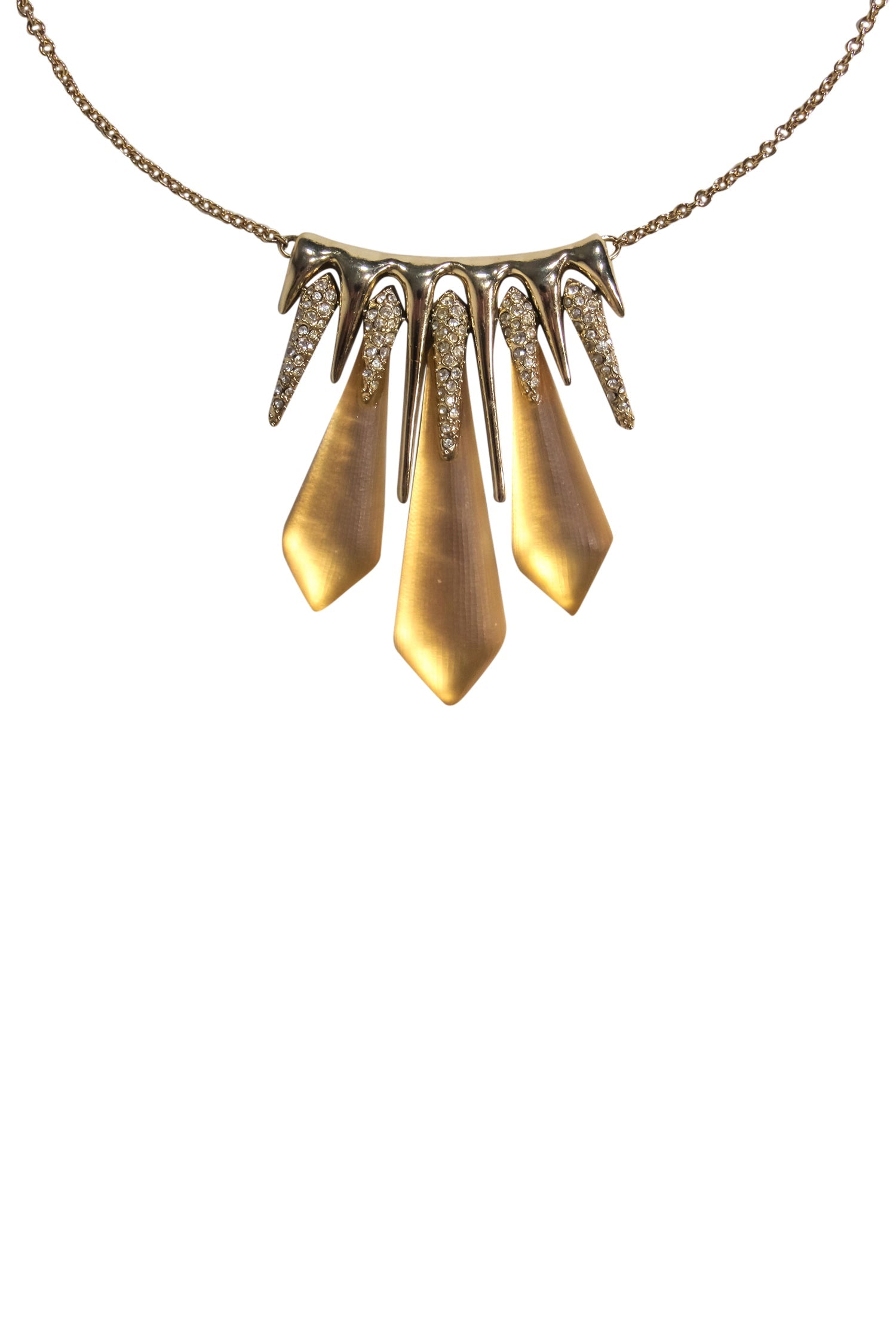 Alexis Bittar - Stunning Golden Pointed Tine Bar Necklace with Spear Crystals