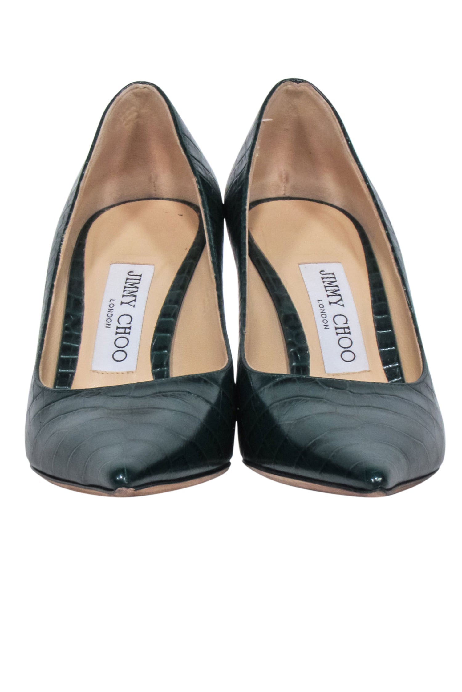 Jimmy Choo Dark Green Croc-Embossed 'Love' Heels - Size 6 - Grab Attention Now!