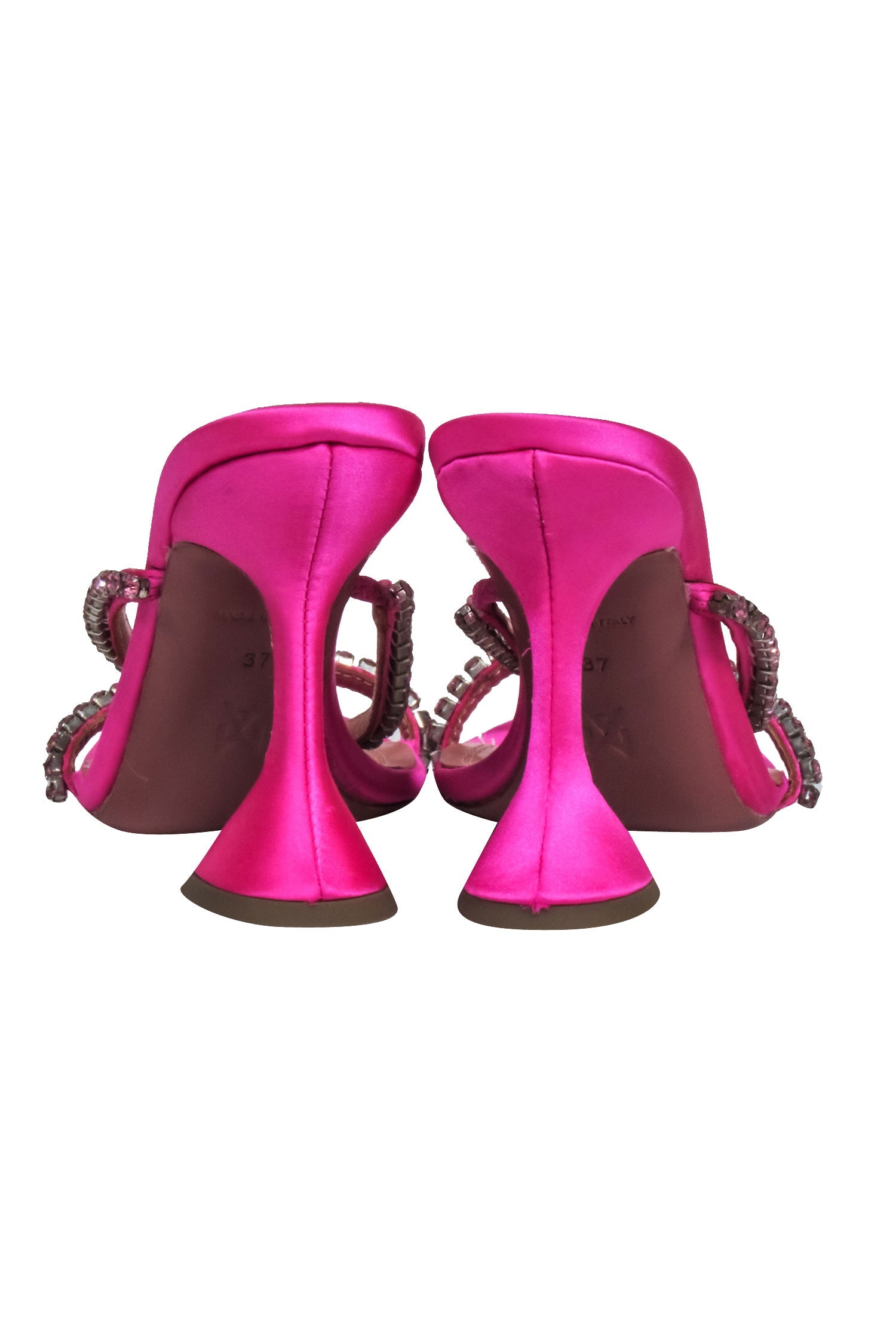 Amina Muaddi Gilda Hot Pink Strappy Jewel Heels - Size 7