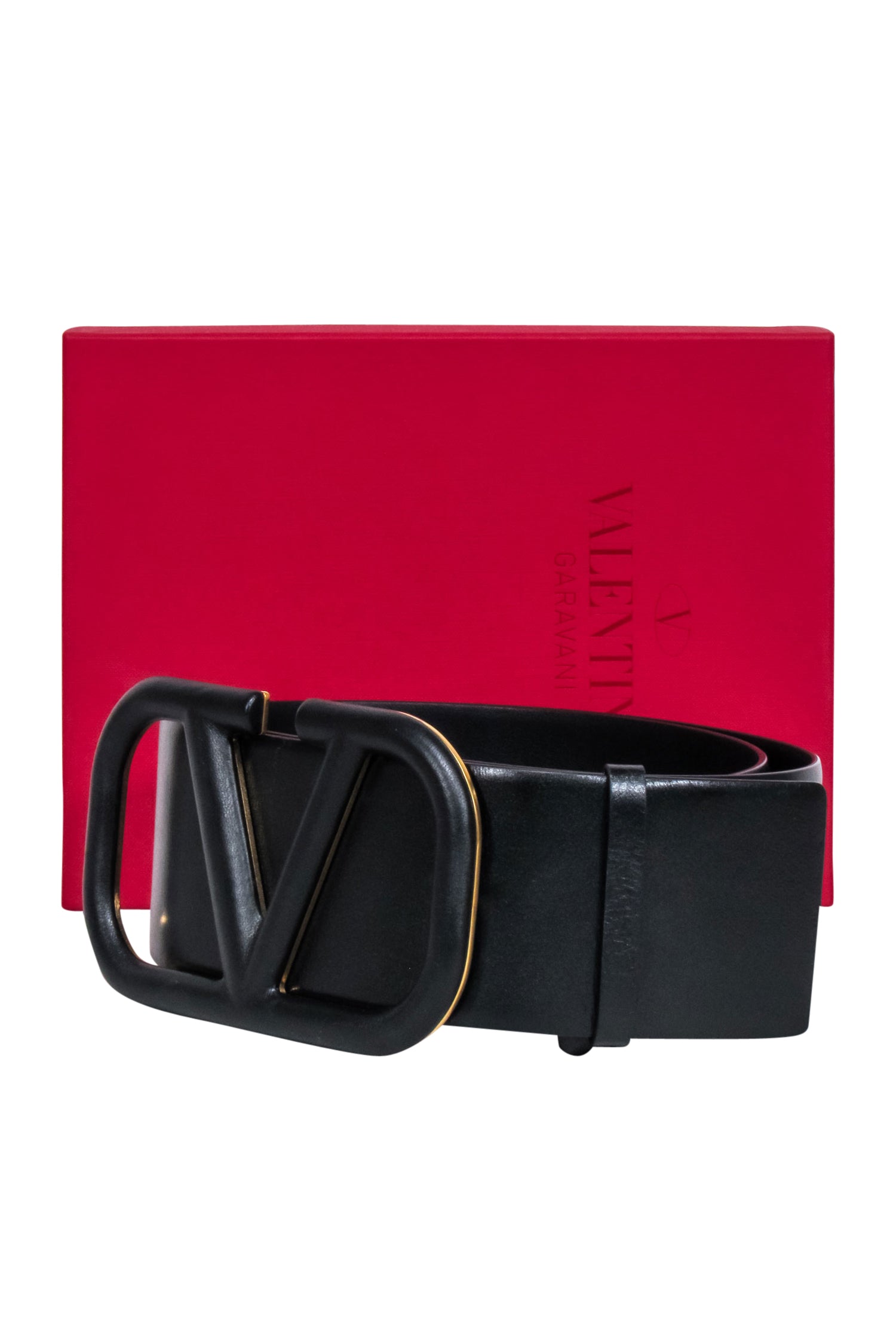Valentino's Stunning Black VLogo Leather Thick Belt - Size S