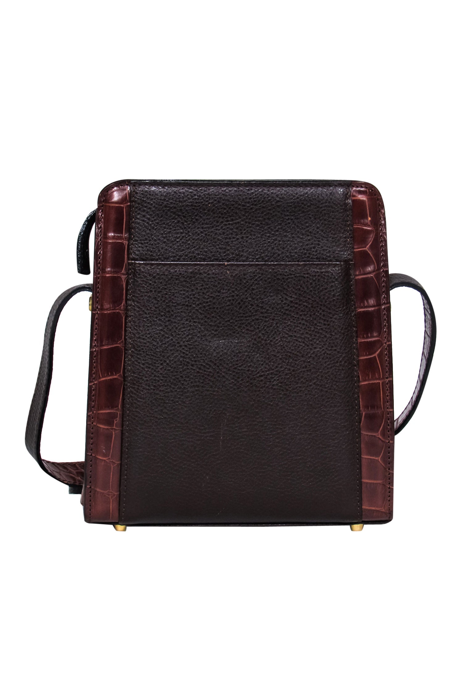Bally - Stunning Brown Pebbled Leather & Alligator Embossed Rectangle Crossbody