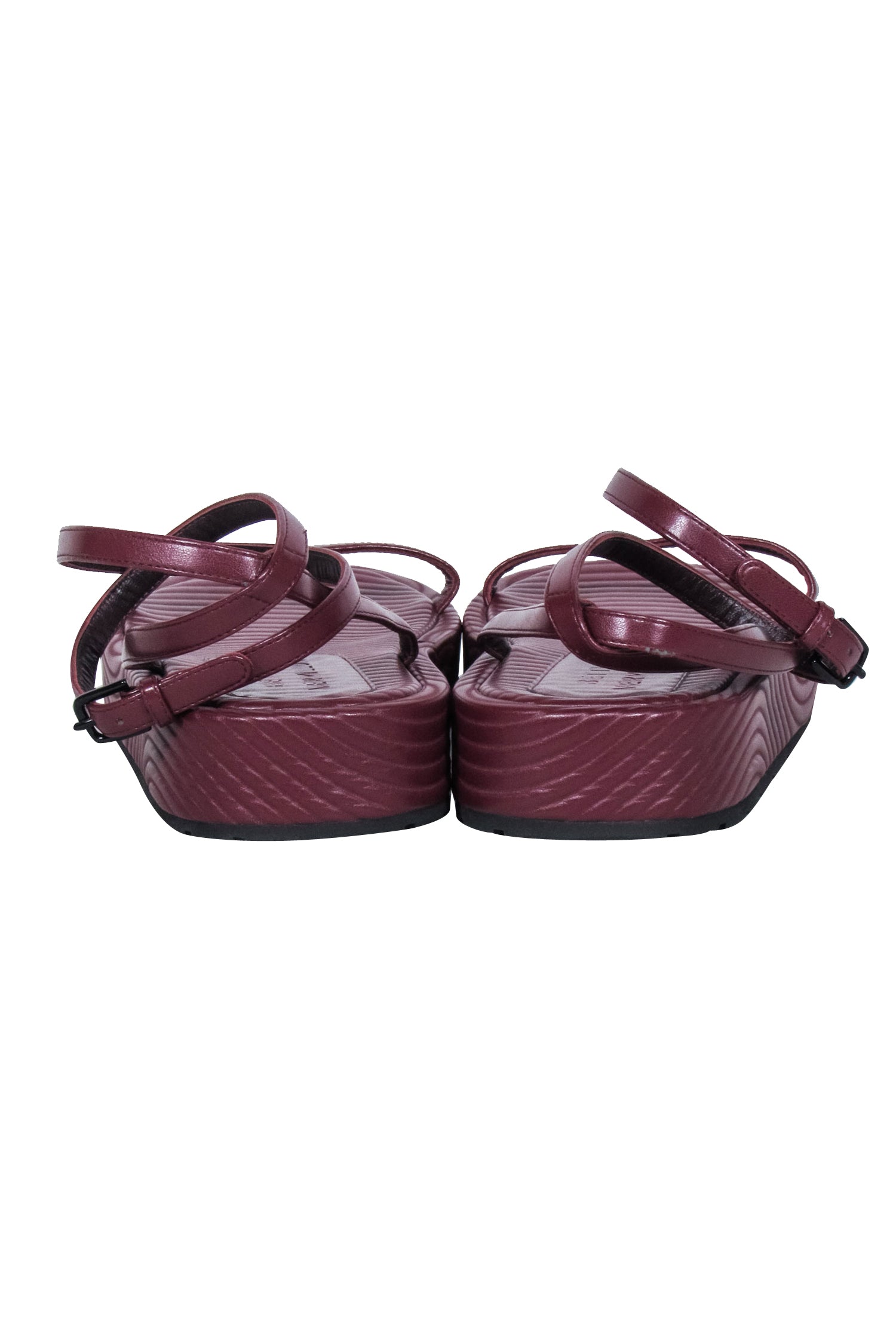 Bettina Vermillon Burgundy Textured Leather Strappy Sandals - Size 9