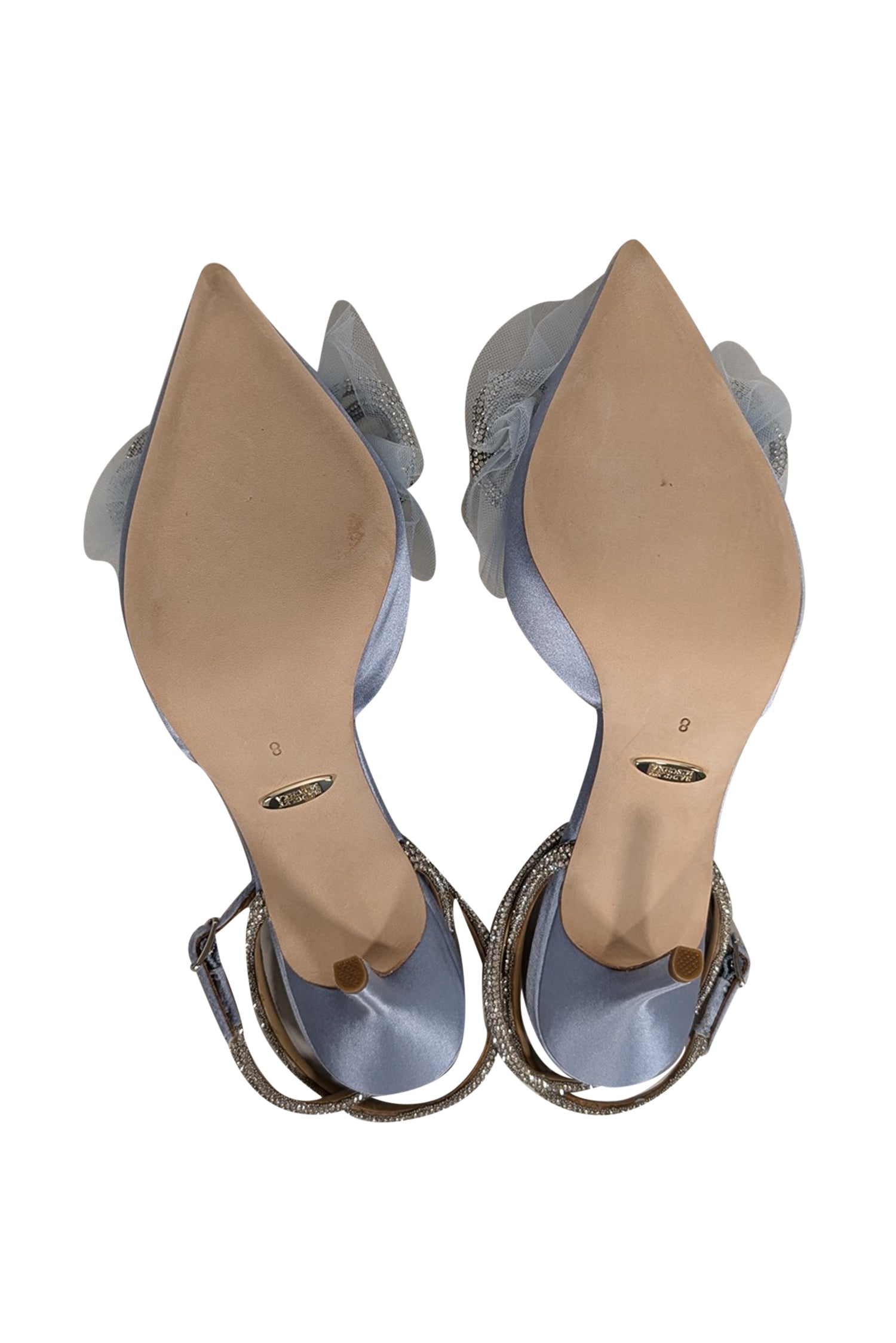 Badgley Mischka Light Blue Embellished Ankle Strap Pumps - Size 8: Ideal for Bridal Bliss!