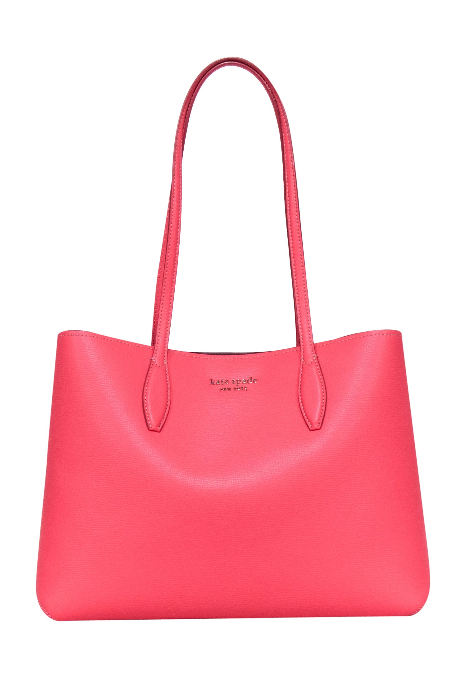 Kate Spade Coral Pink Pebbled Leather Hook Closure Tote - Summer Essential