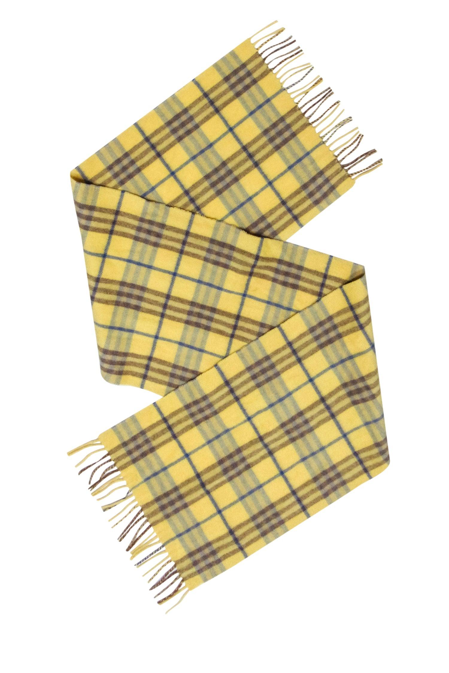 Burberry's Stunning Yellow & Blue Plaid Cashmere Scarf