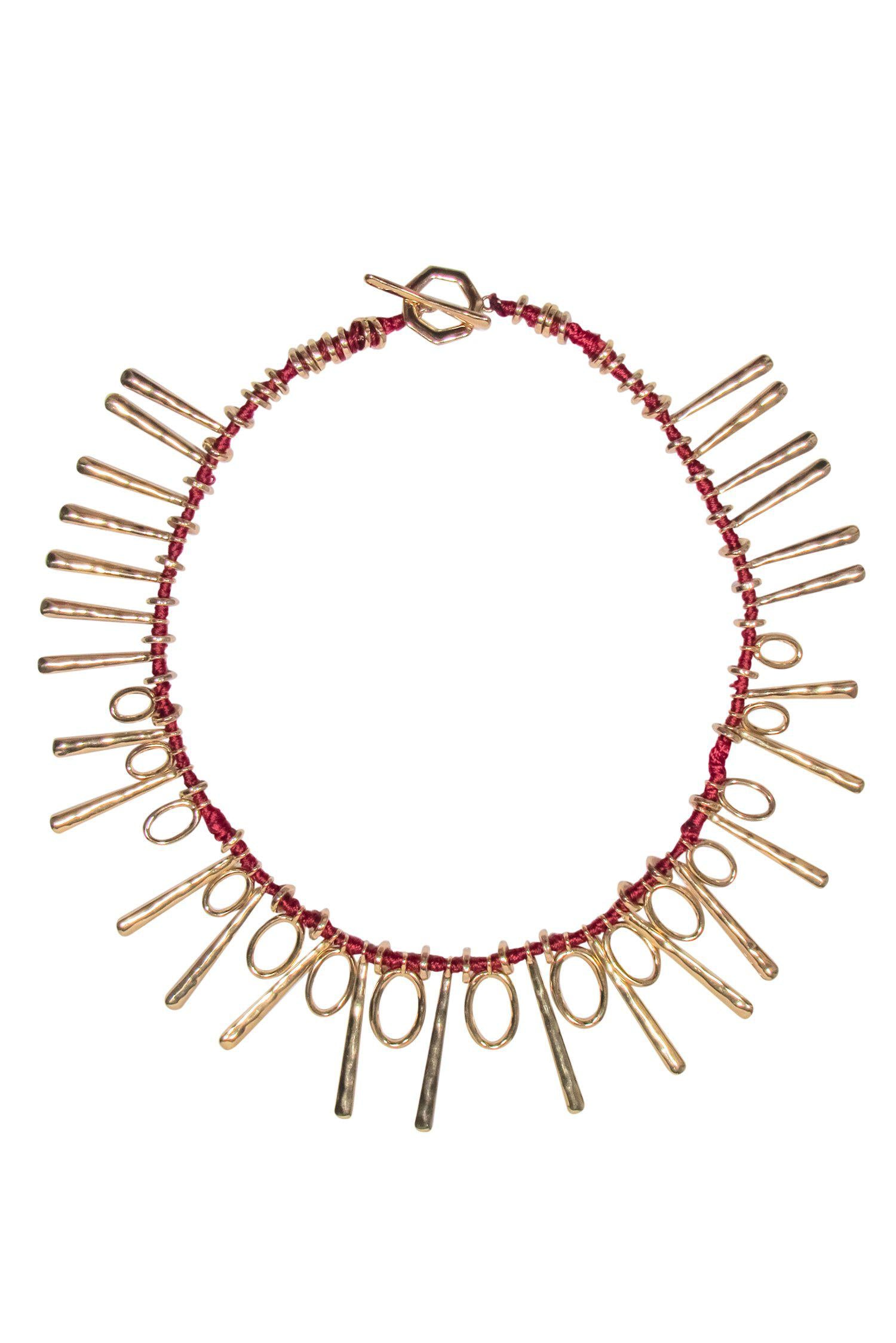 Brooks Brothers' Stunning Red & Gold Threaded Statement Necklace