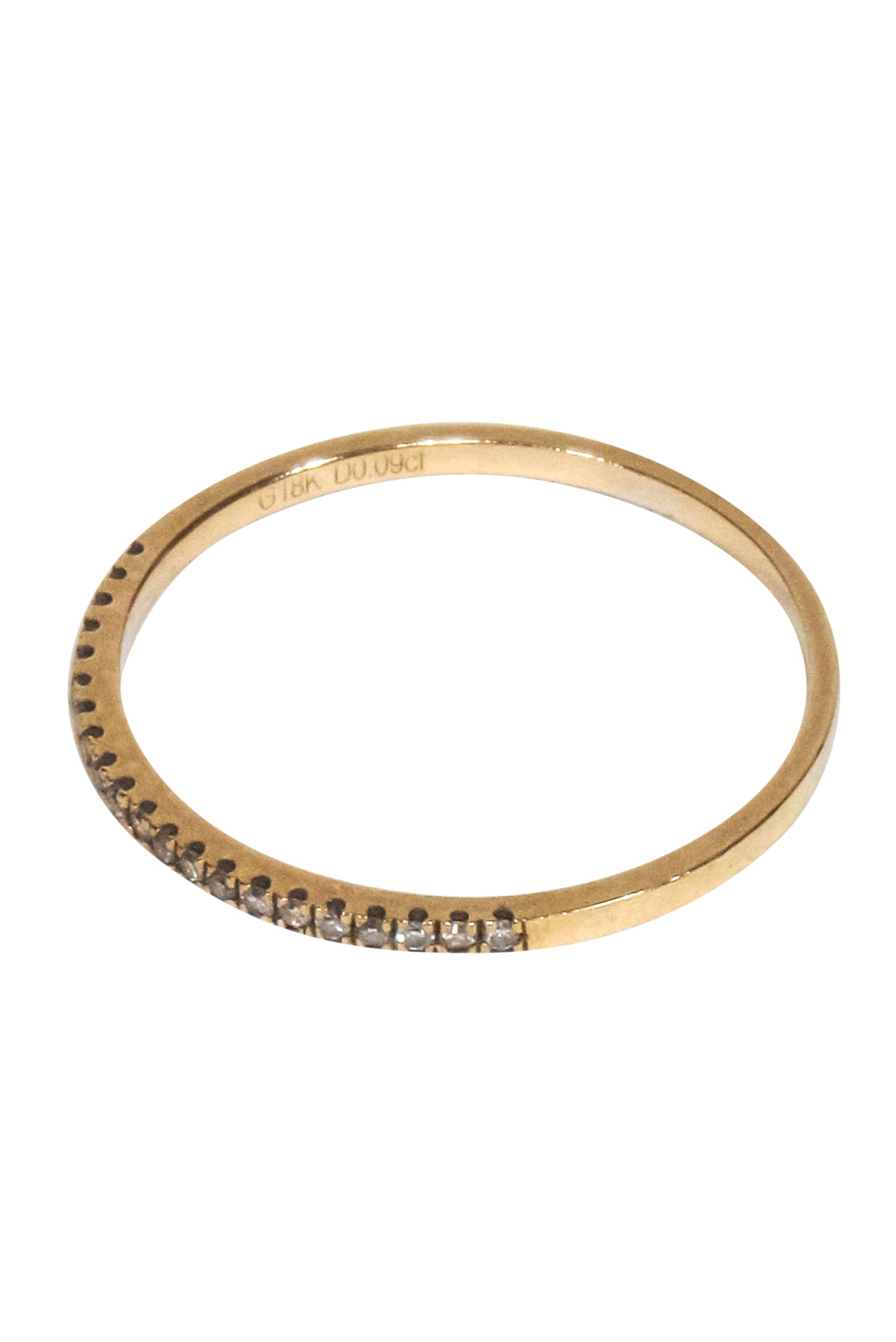 Gorgeous Vintage 18k Gold Thin Band Ring with 0.09 ct Diamonds - Size 5