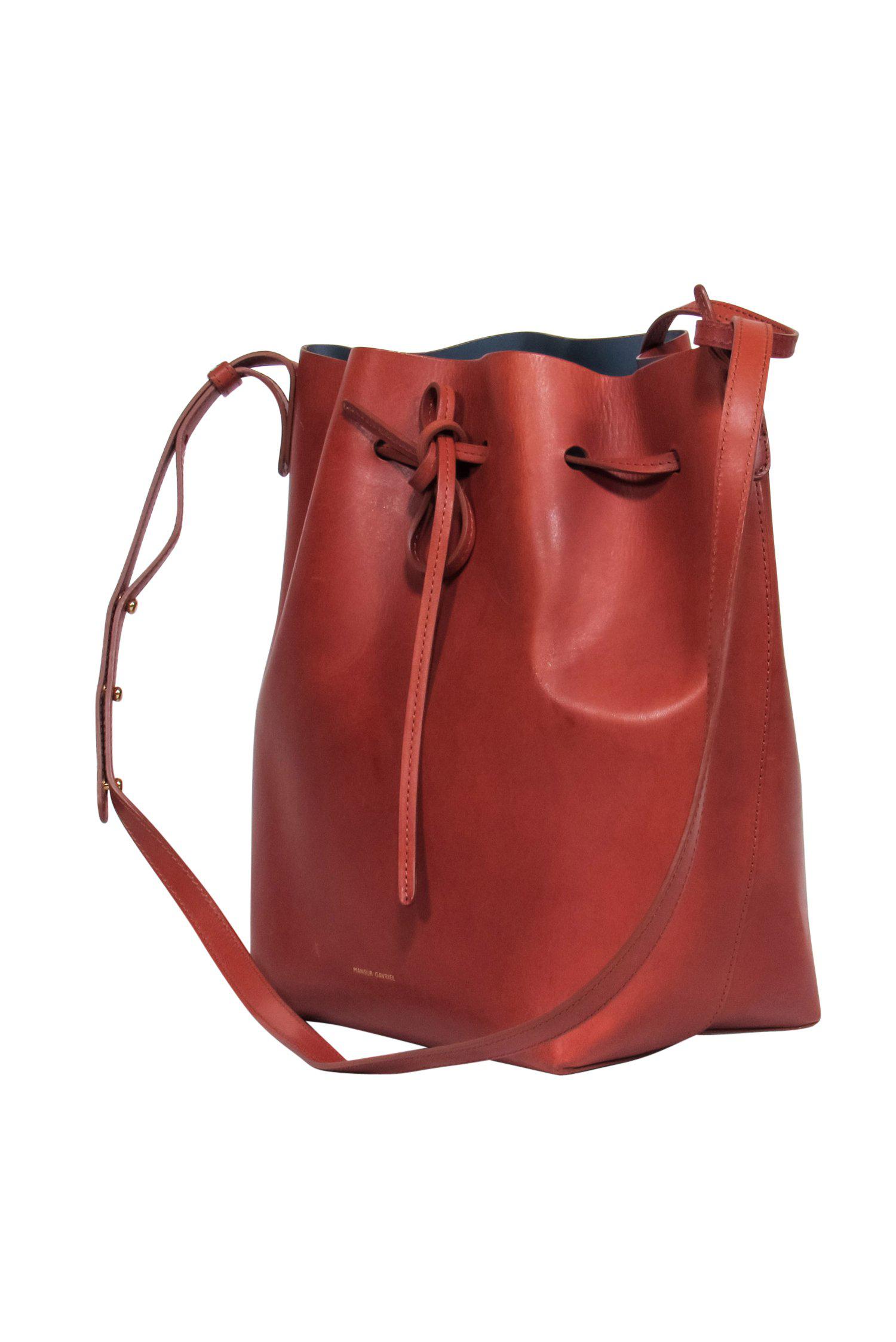 Mansur Gavriel's Gorgeous Brown Leather Bucket Bag with Free Wristlet