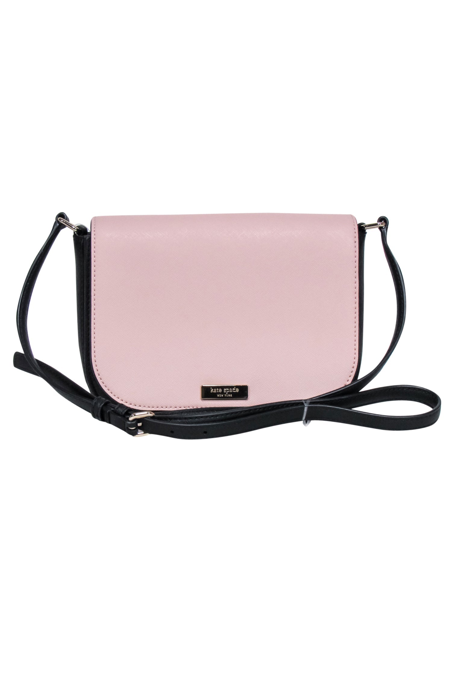 Kate Spade Light Pink & Black Leather Fold-Over Crossbody - A Stylish Essential!