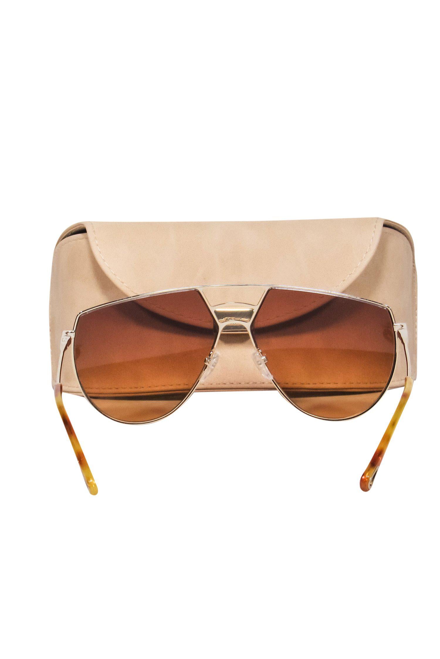 Chloe Gold Shield Sunglasses with Stylish Cutouts
