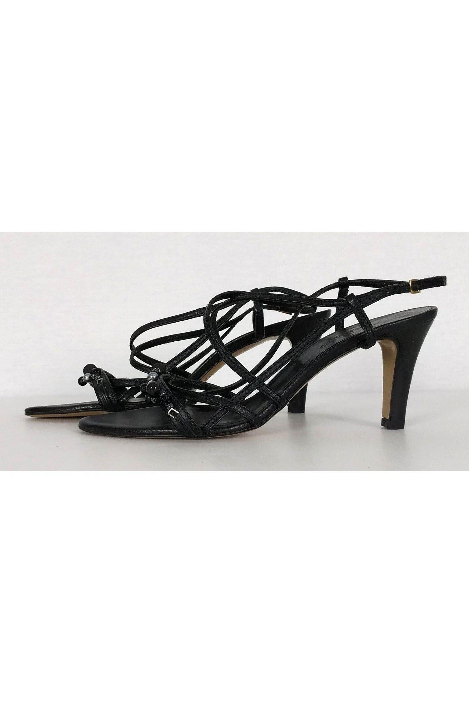 Max Mara Black Strappy Beaded Sandals - Size 11 - A Must-Have!