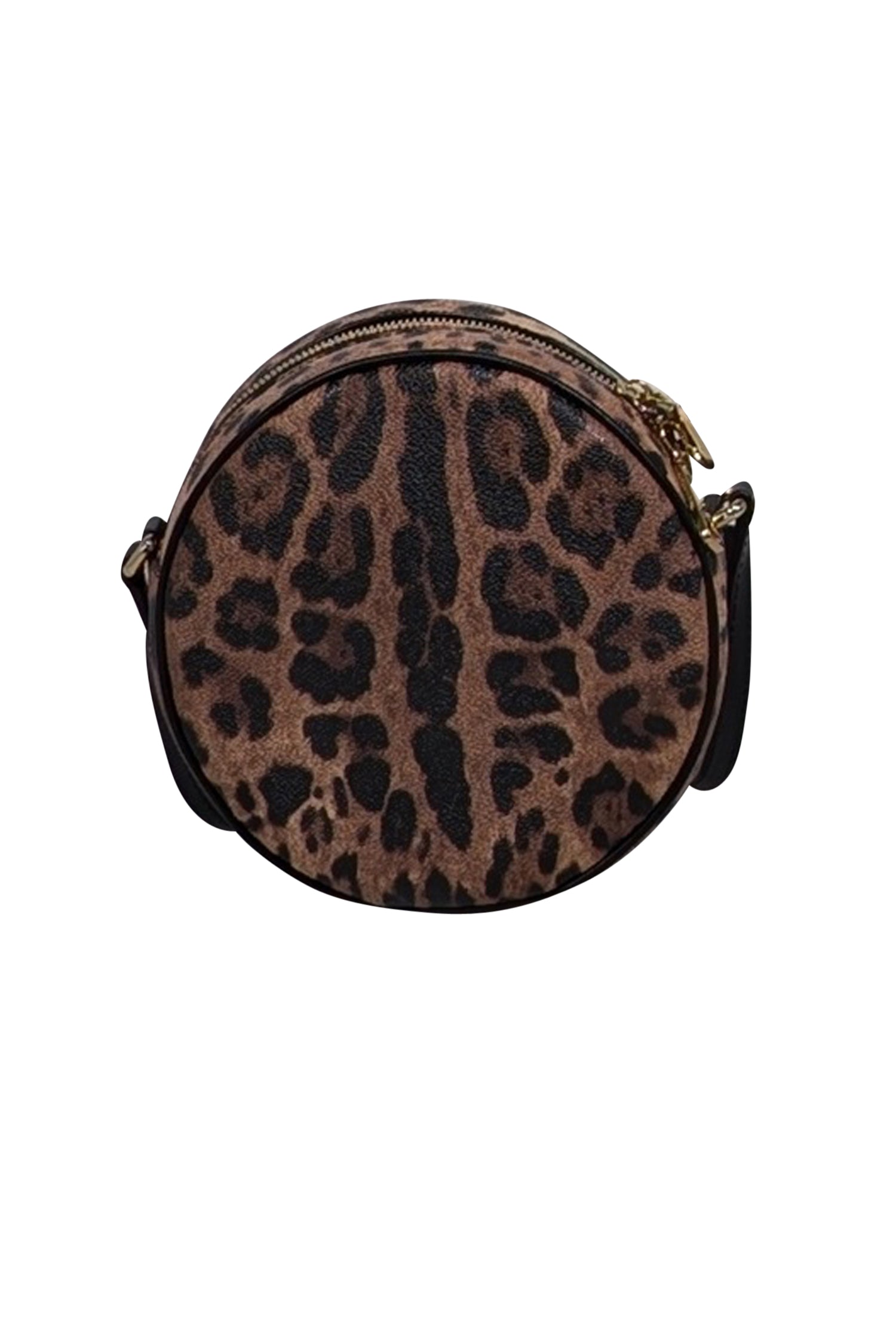 Dolce & Gabbana - Stunning Tan & Black Leopard Print Round Crossbody Bag