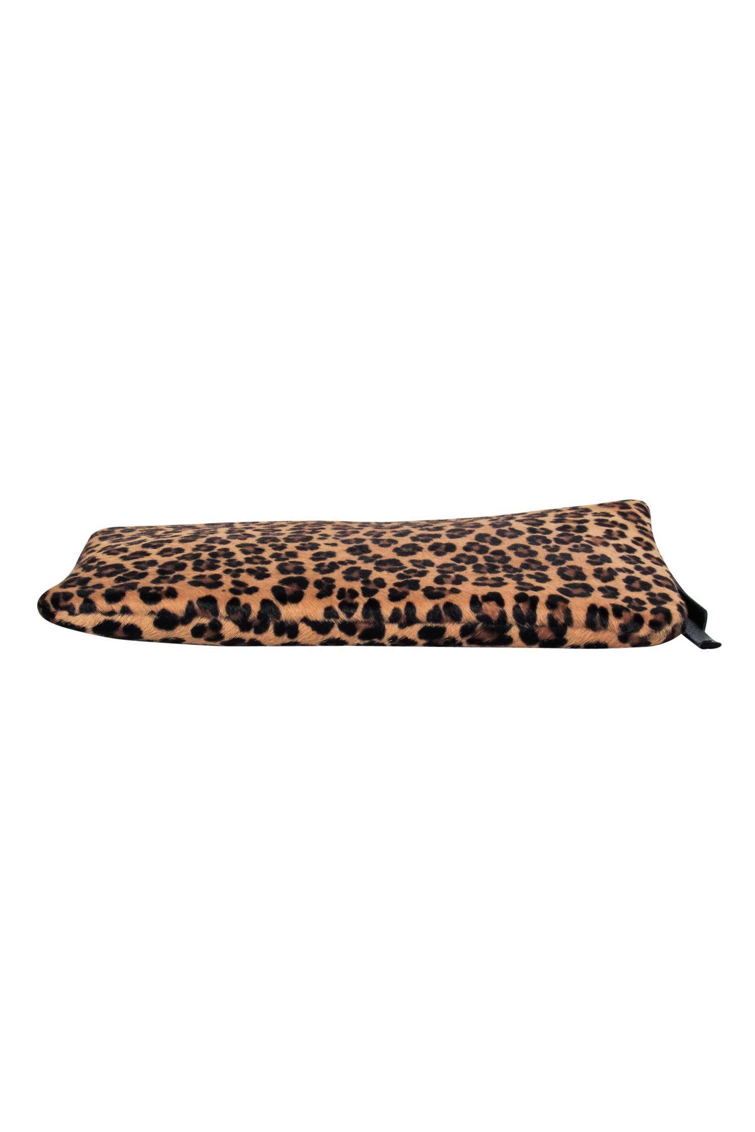Posse - Stunning Tan Leopard Print Calf Hair Clutch