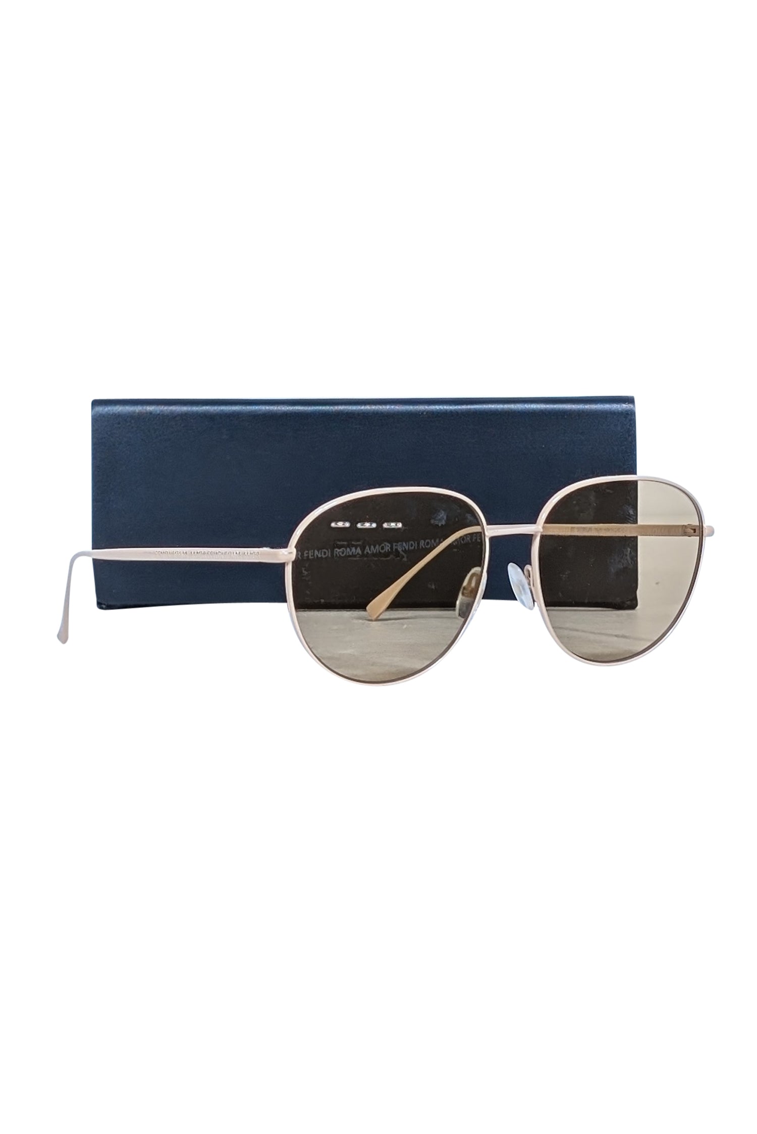 Fendi Beige Aviator Sunglasses with Striking Logo Font Lenses